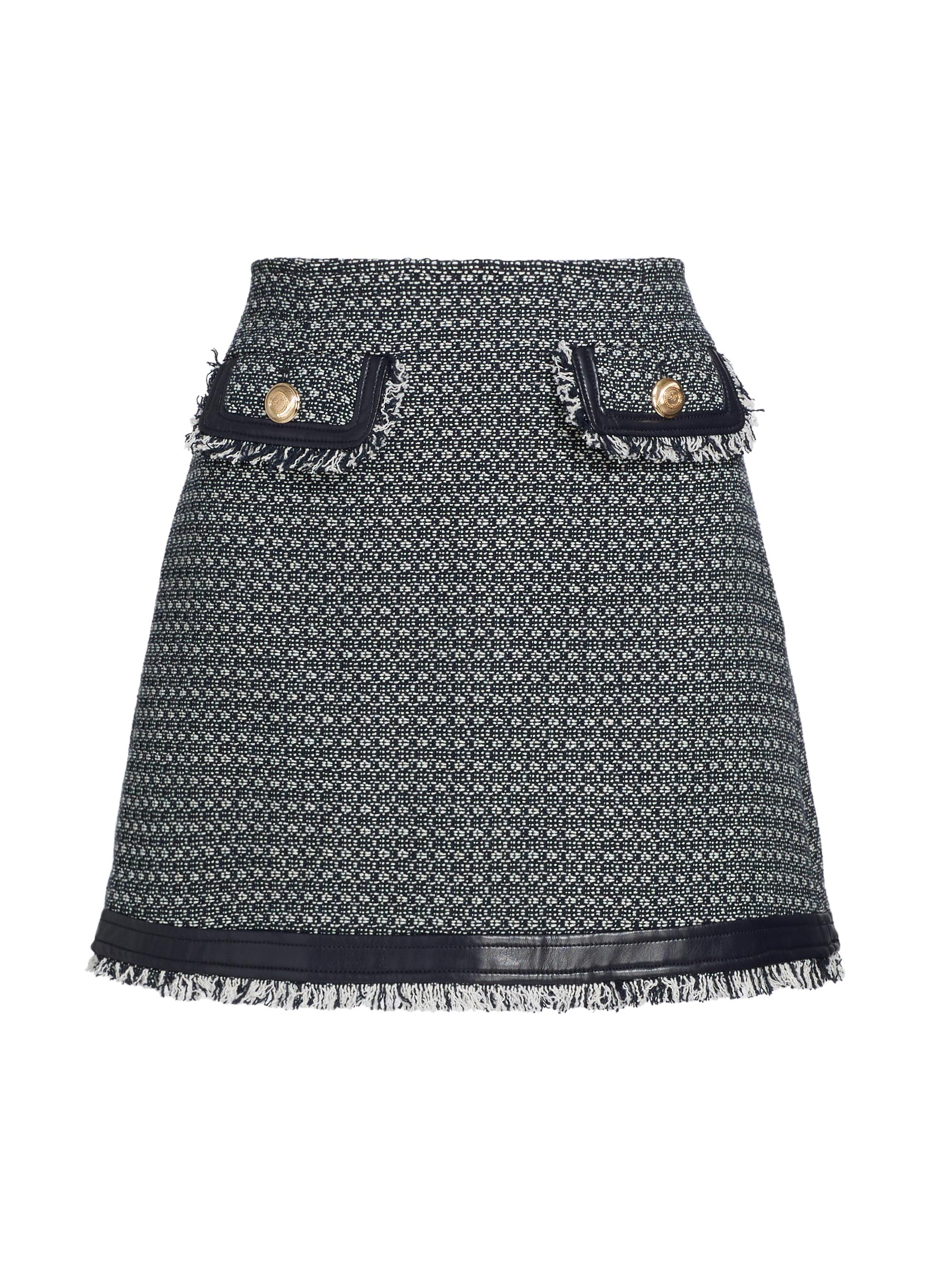 Cinq à Sept Women's Deva Birdseye Tweed Miniskirt - Navy White