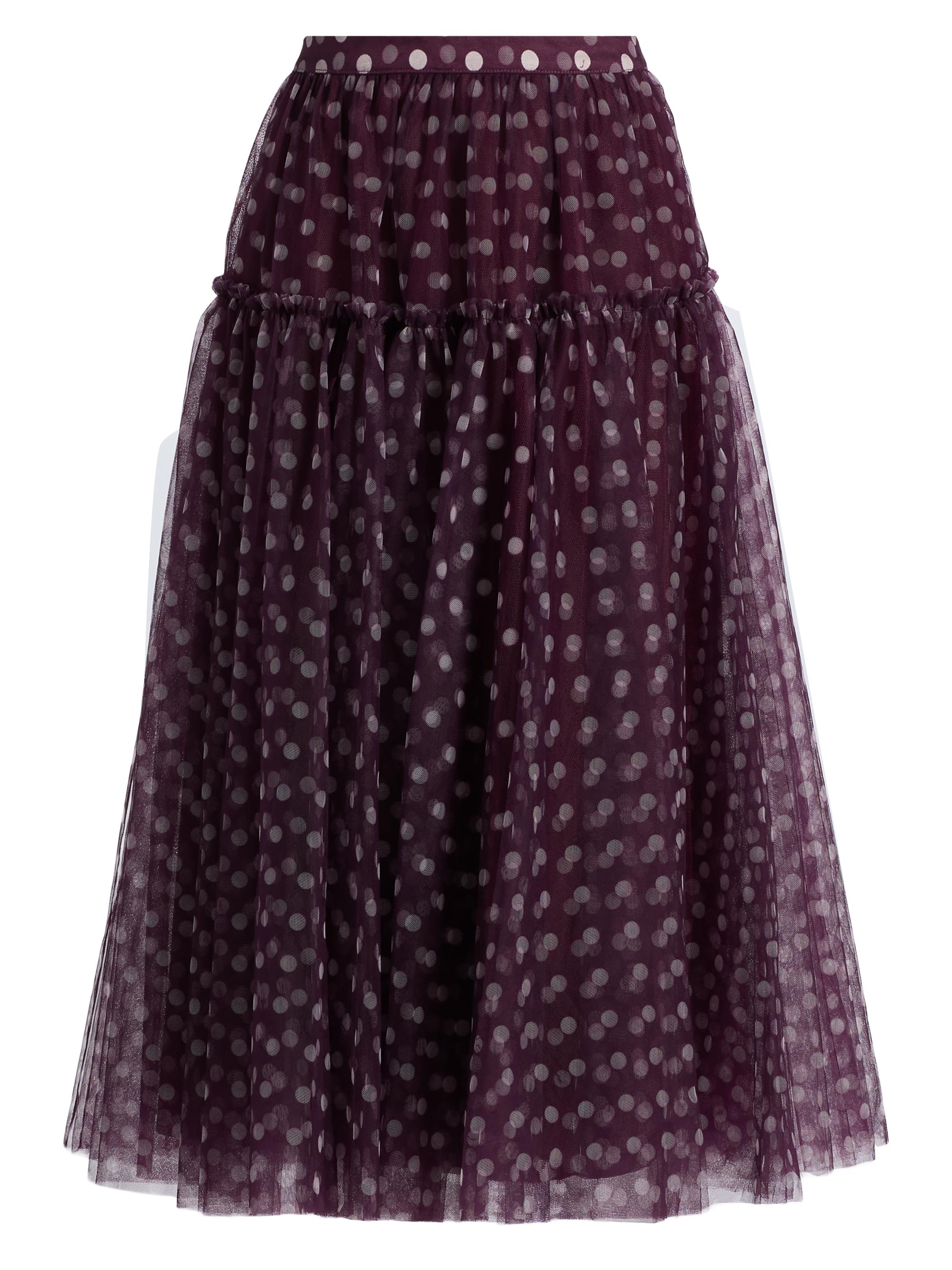 Cinq à Sept Women's Selly Camille Polka Dot Midi-Skirt - Deep Plum Limestone