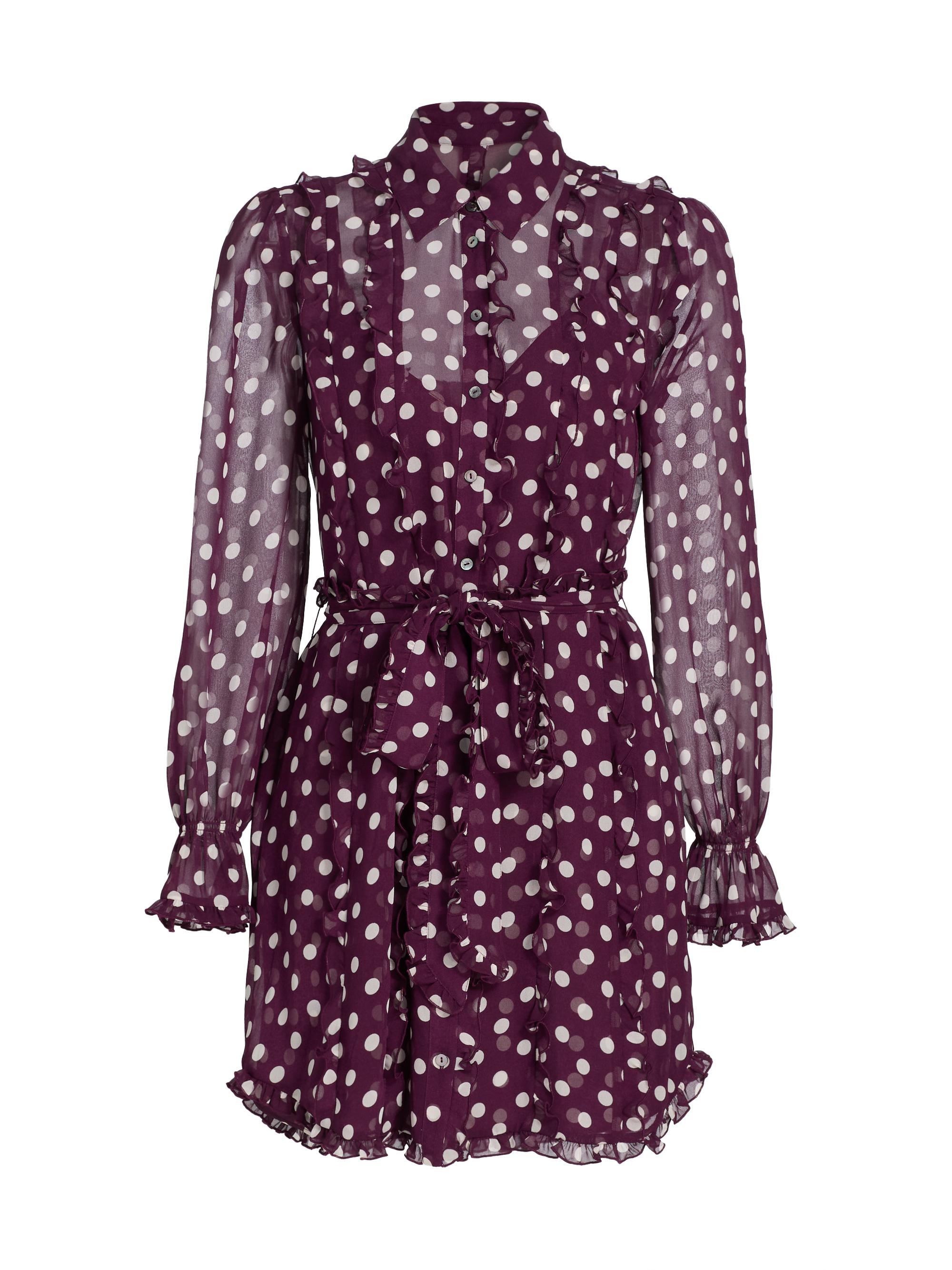 Cinq à Sept Women's Clio Camille Polka Dot Minidress - Deep Plum Limestone