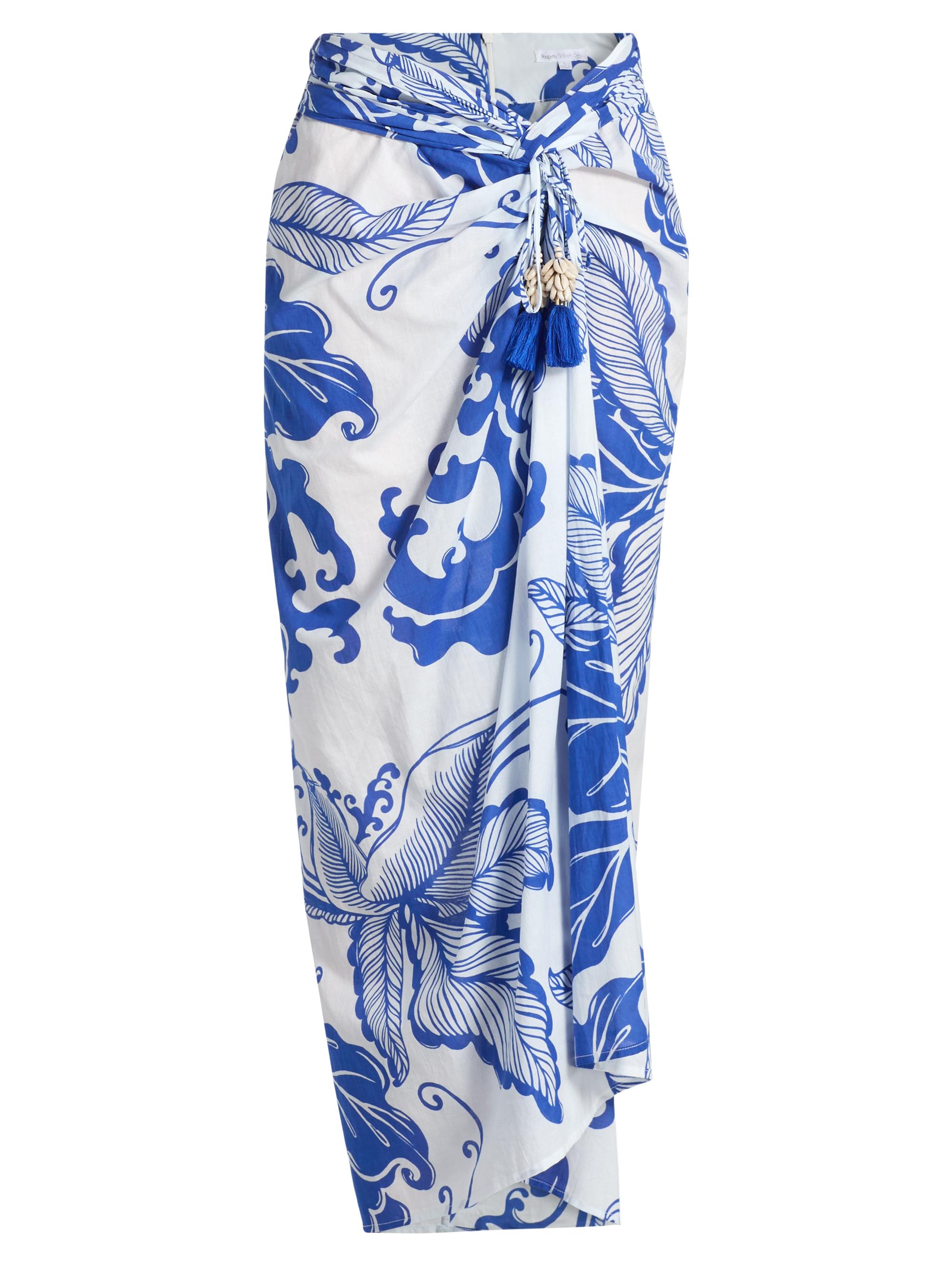 Poupette St Barth Women's Uma Coral-Print Cotton Maxi Skirt - Blue Reef Wave