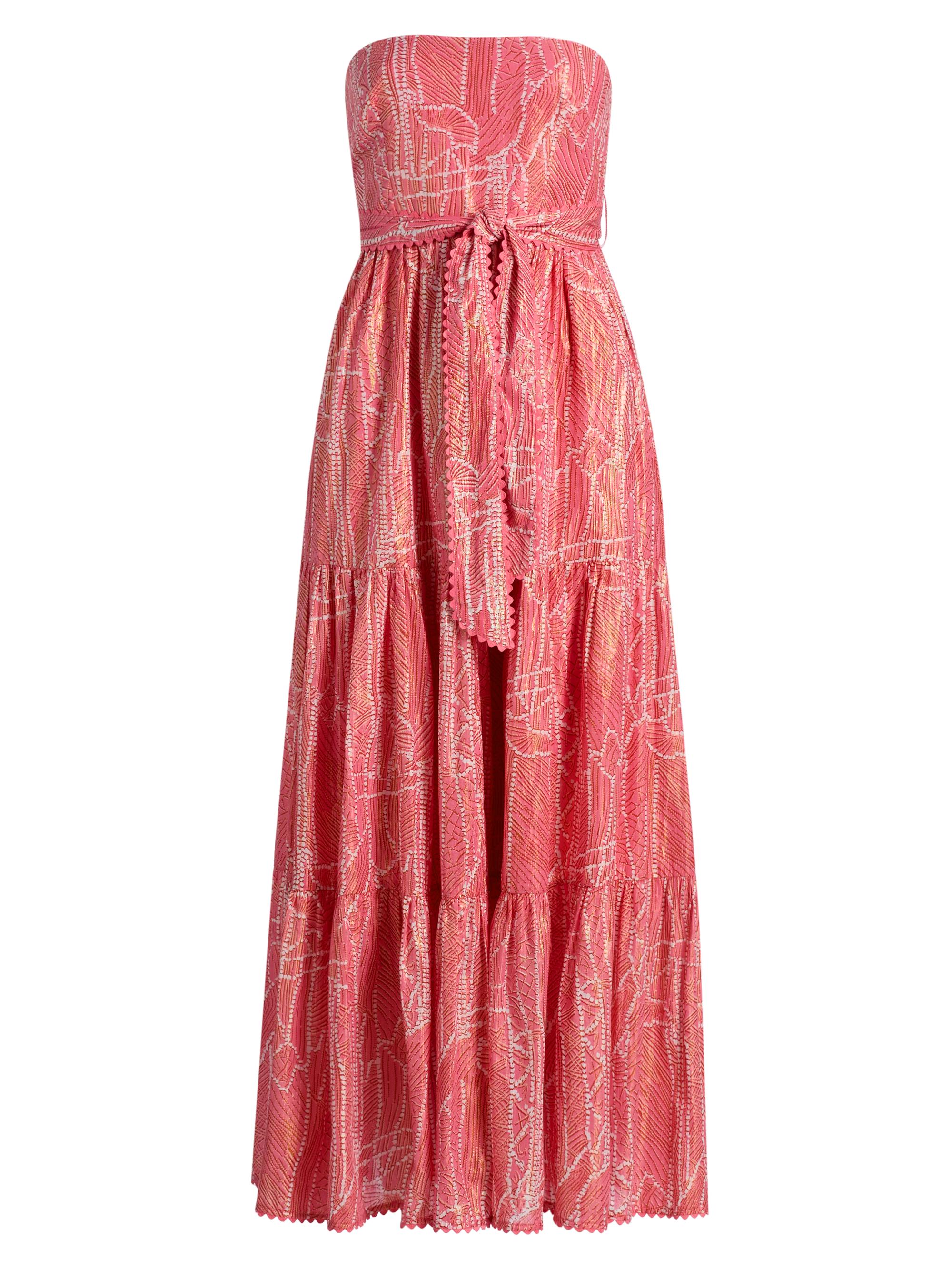 Poupette St Barth Women's Thelma Printed Cotton Strapless Tie-Waist Maxi Dress - Pink Akoya