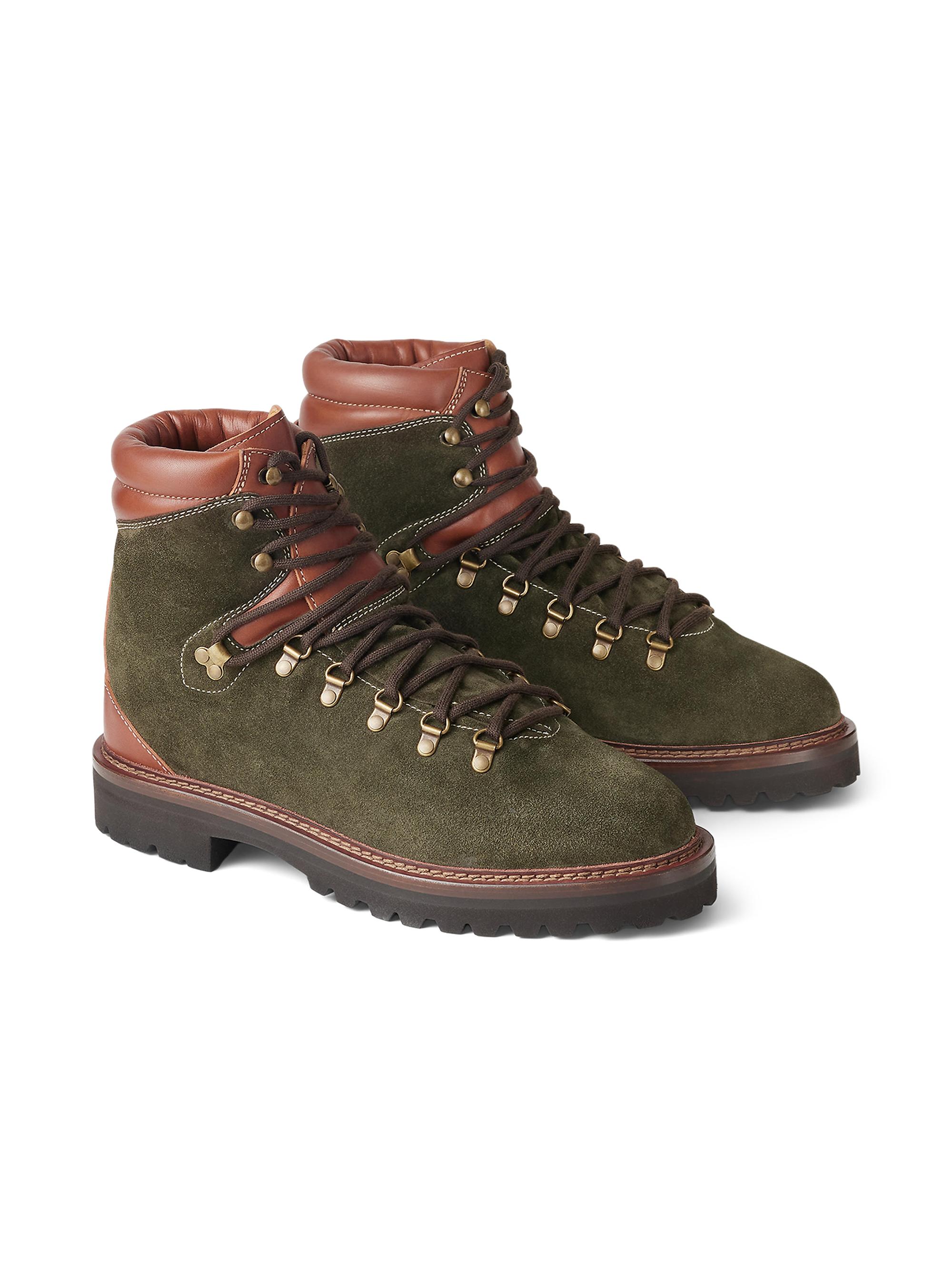 Ralph Lauren Purple Label Cortina Suede Hiking-Style Ankle Boots