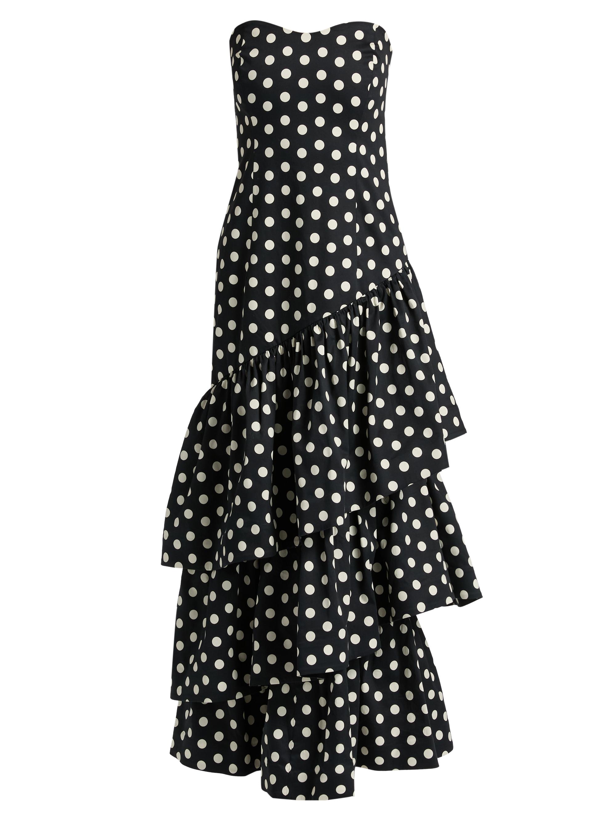 Cara Cara Women's Sonoma Strapless Polka Dot Ruffle Maxi Dress - Joelle Dot Black