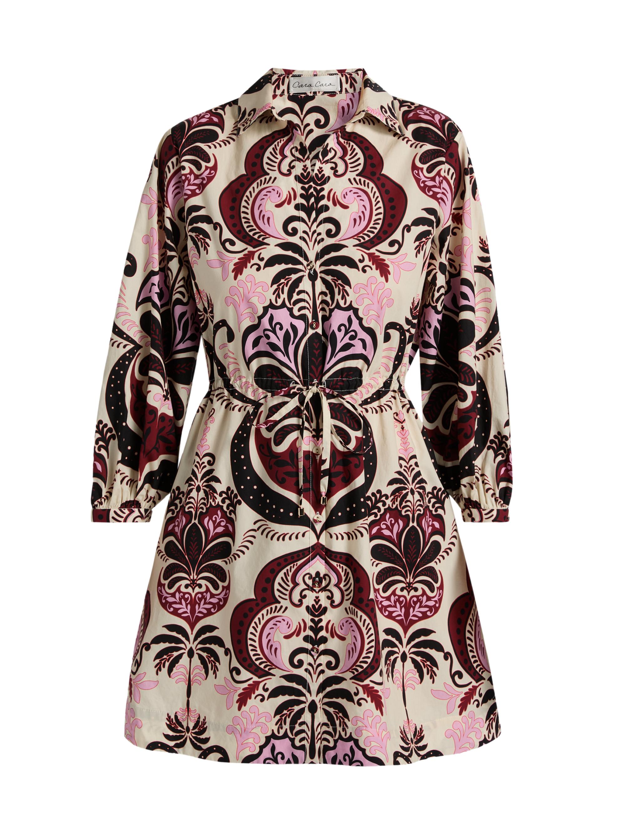 Cara Cara Women's Henry Printed Cotton Poplin Mini Shirtdress - Palm Pavillion