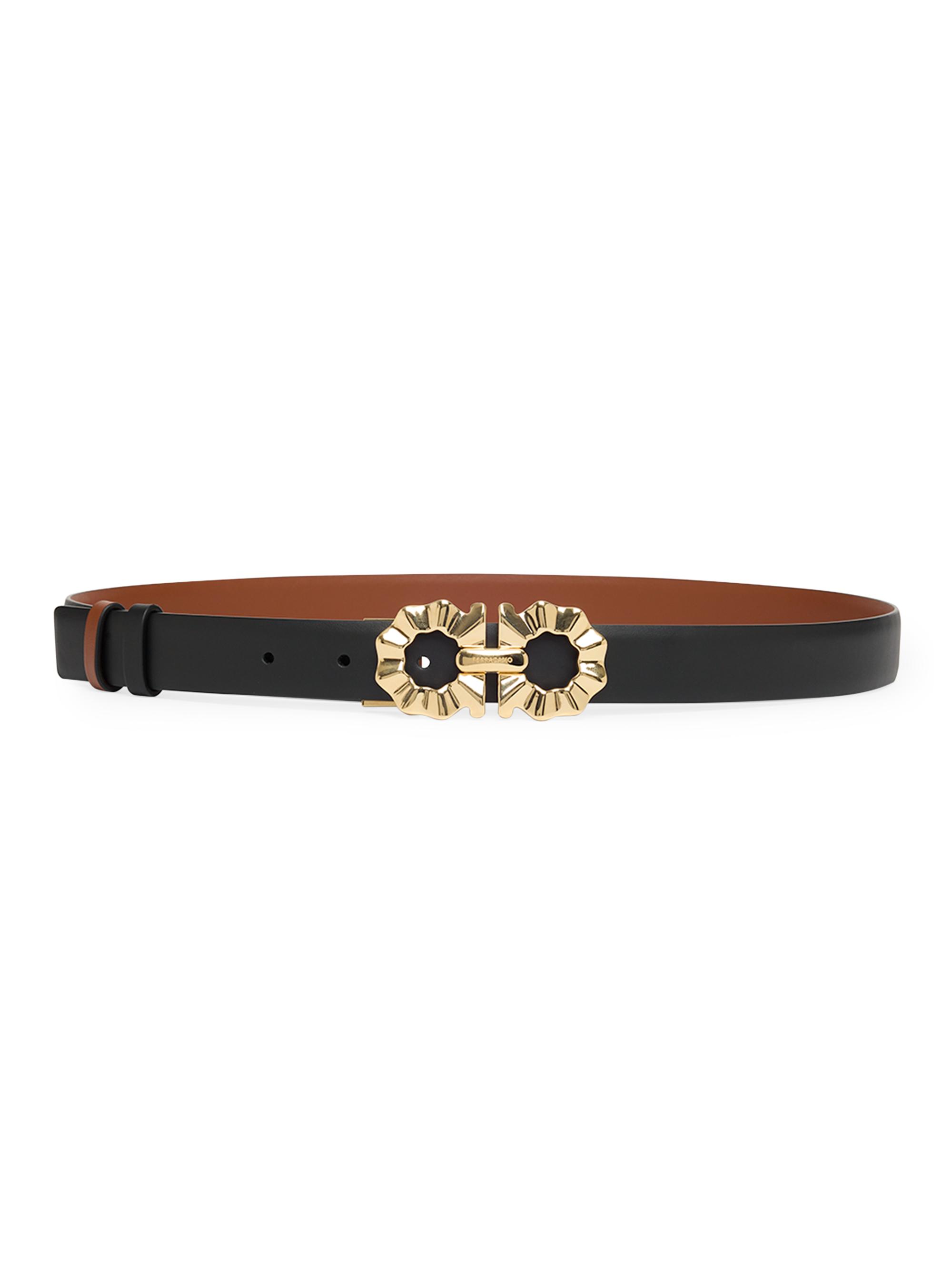 FERRAGAMO Women's Donna Gancini Buckle Reversible Leather Belt - Nero