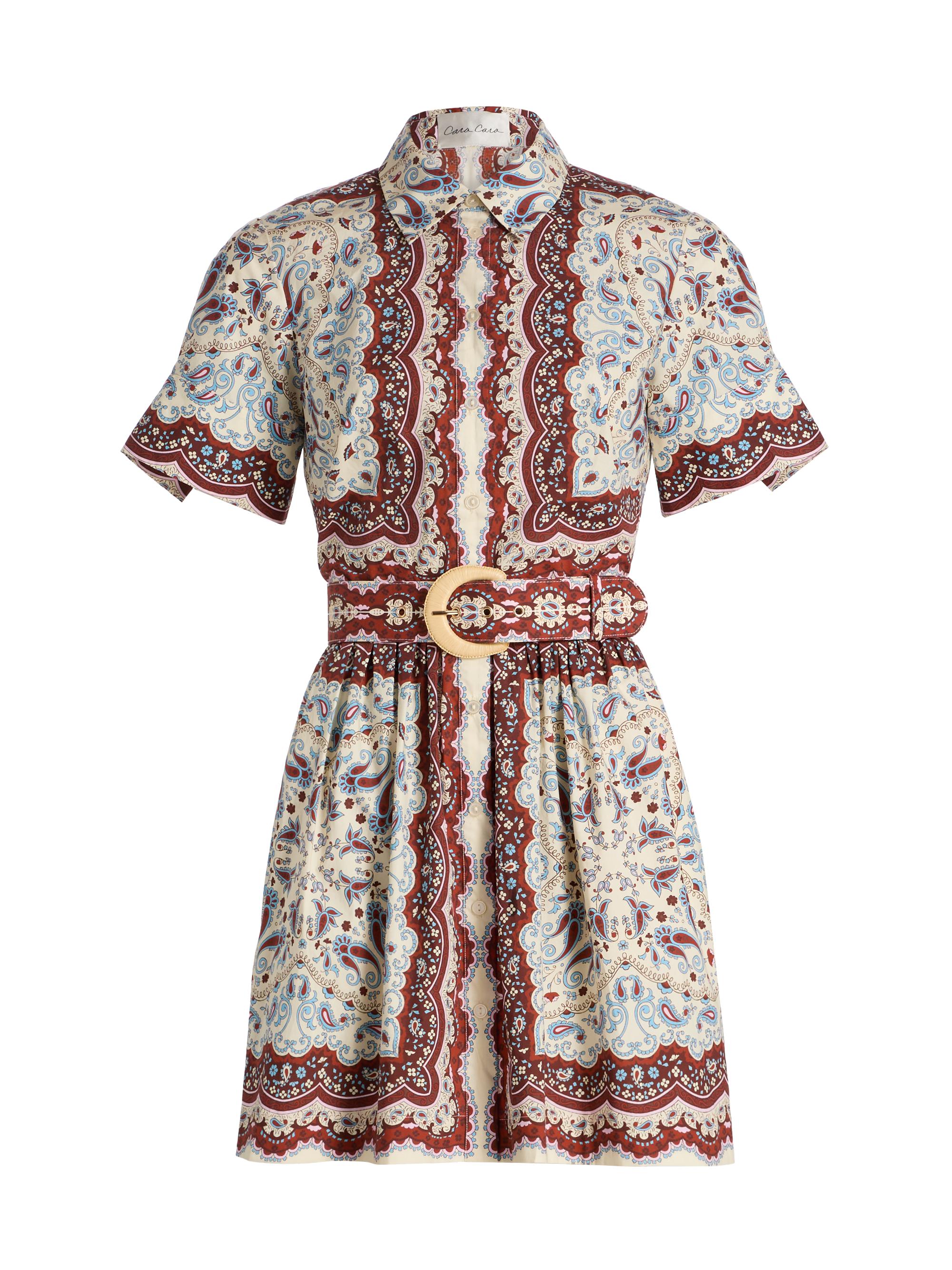 Cara Cara Women's Malena Paisley Belted Mini Shirtdress - Paisley Scarf