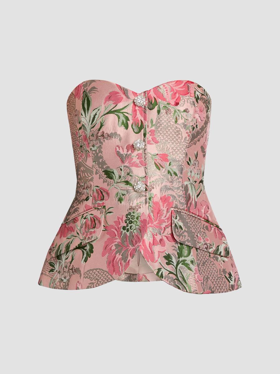 Cara Cara Wes Floral Jacquard Strapless Vest | Saks Fifth Avenue