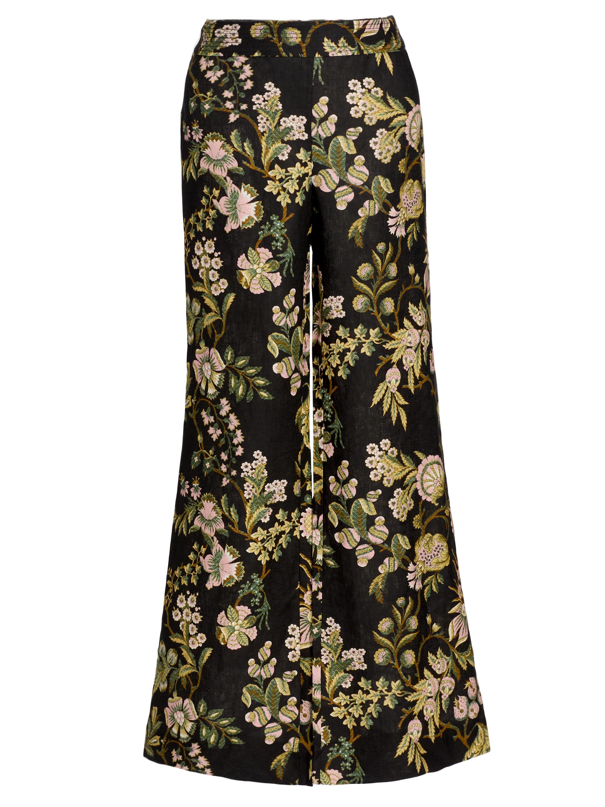Cara Cara Women's Josephine Floral Linen Palazzo Pants - Clover Black
