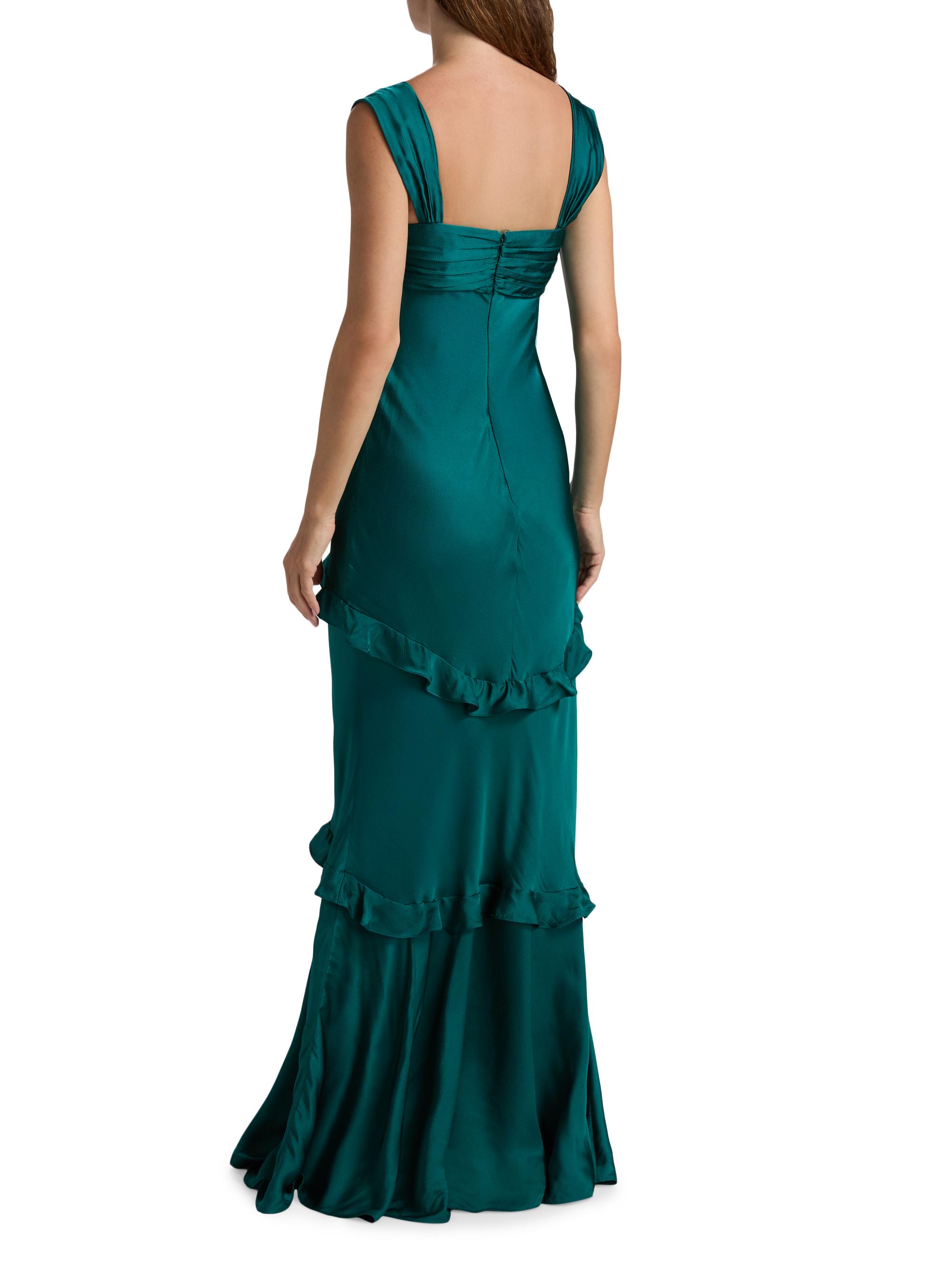 Saloni Women's Selma Dress - Green - Size 4 - Midnight Green