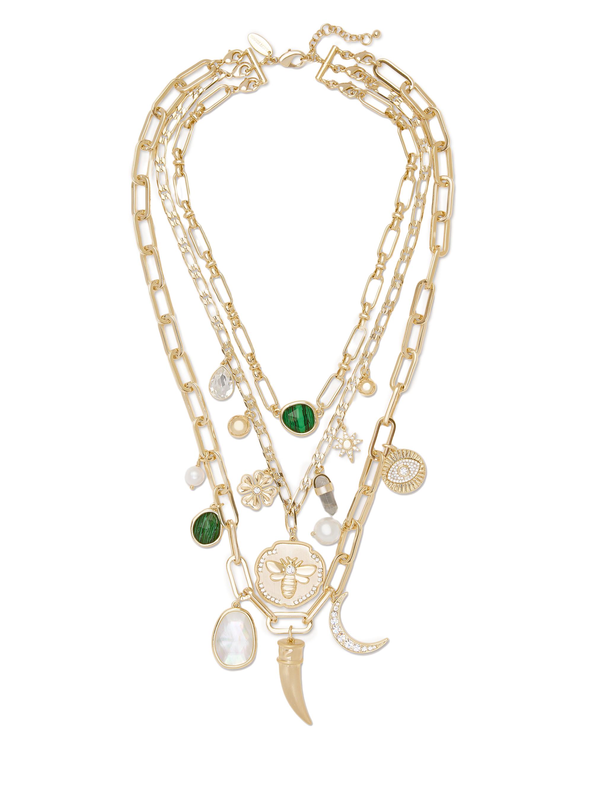Ramy Brook Women's Stone Charm Celia Goldtone, Semi-Precious Stone, Mother-Of-Pearl & Cubic Zirconia Necklace - Gold