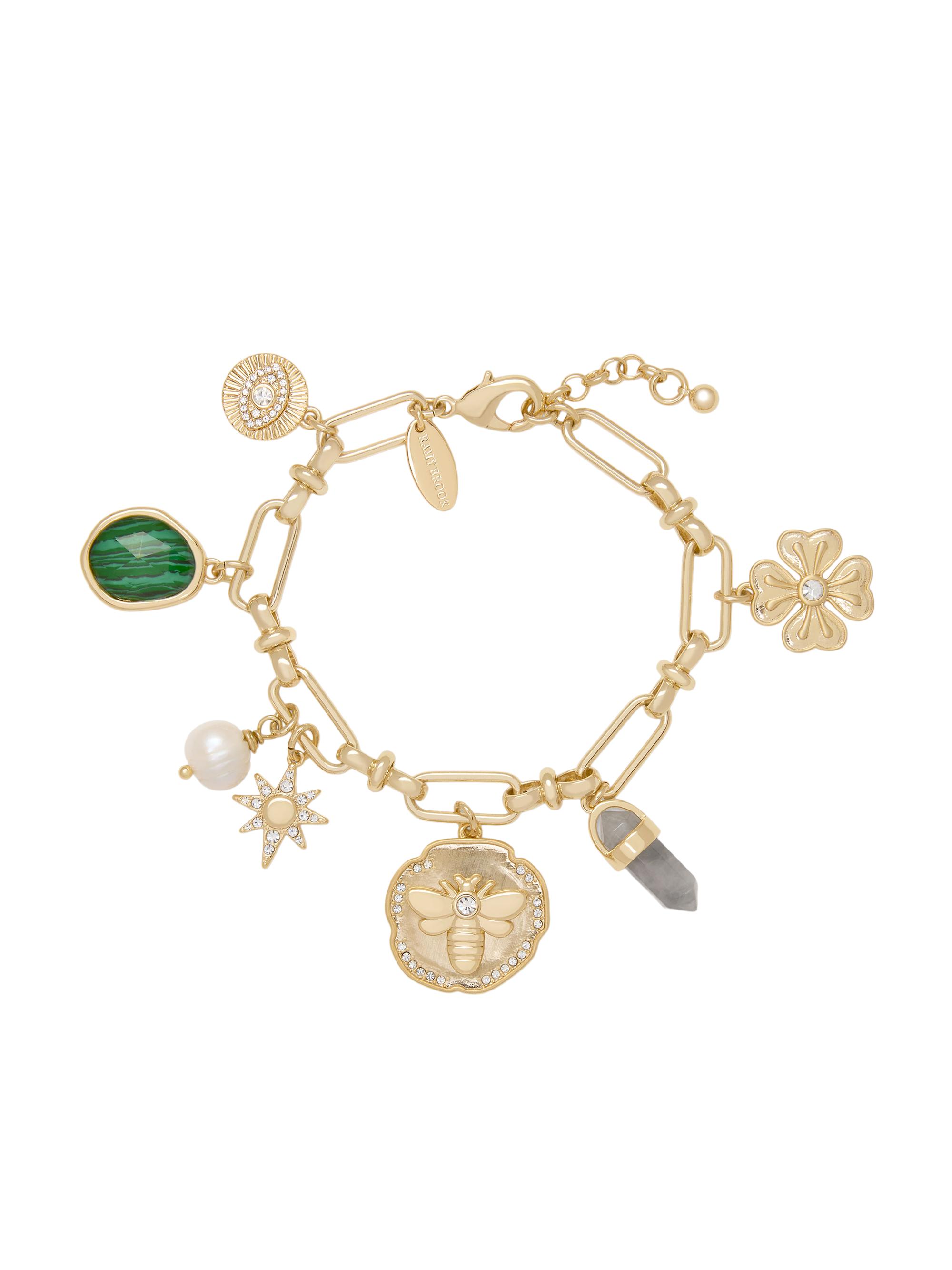 Ramy Brook Women's Stone Charm Celia Goldtone, Semi-Precious Stone & Cubic Zirconia Bracelet - Gold