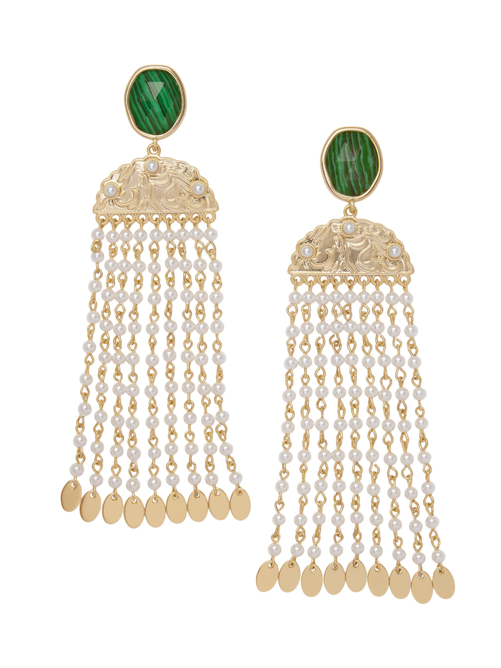Ramy Brook Women's Stone Charm Marcia Goldtone, Glass Stone & Imitation Pearl Drop Earrings - Gold