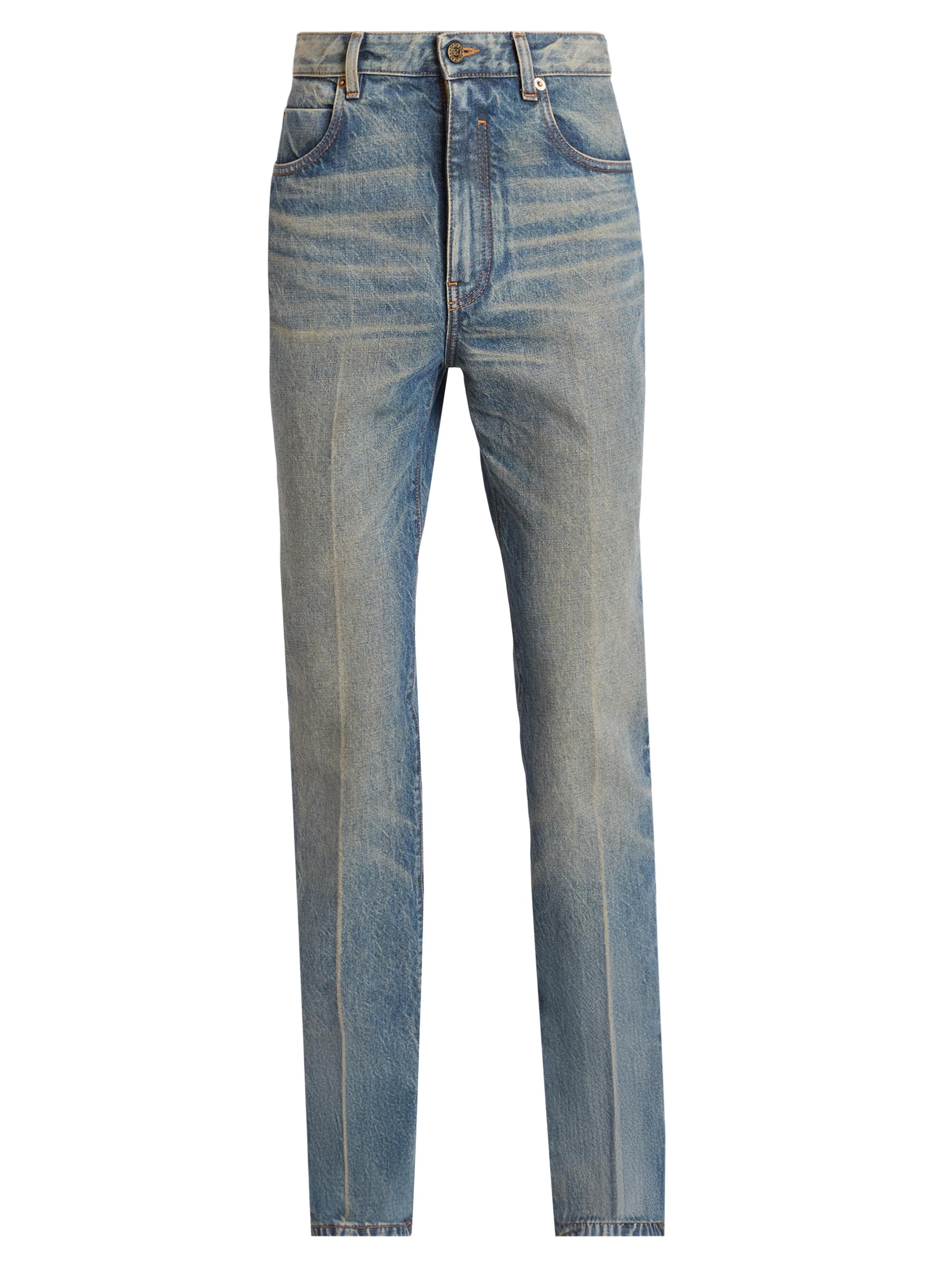 Balmain Men's Slim-Fit Straight-Leg Jeans - Bleu Jean Delave