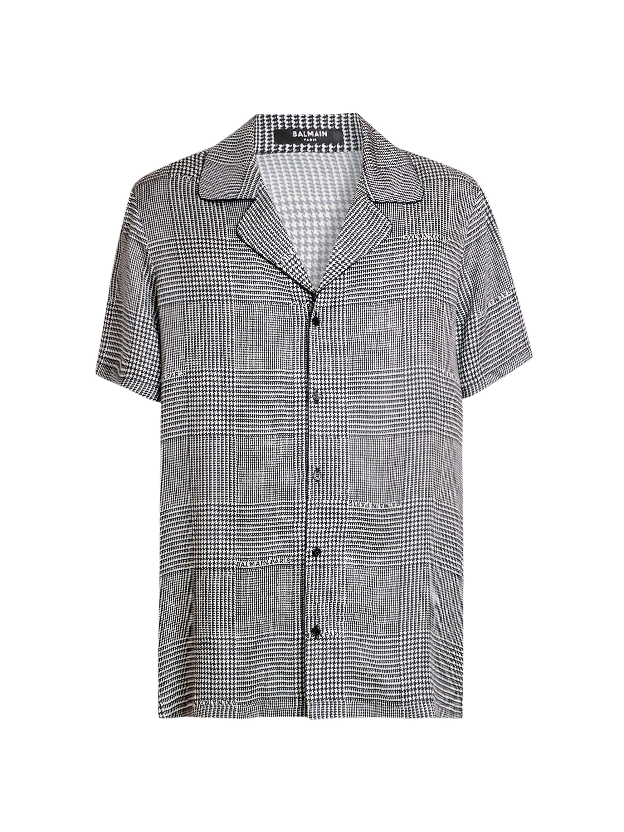 Balmain Men's Prince Of Wales Short-Sleeve Shirt - Noir Blanc