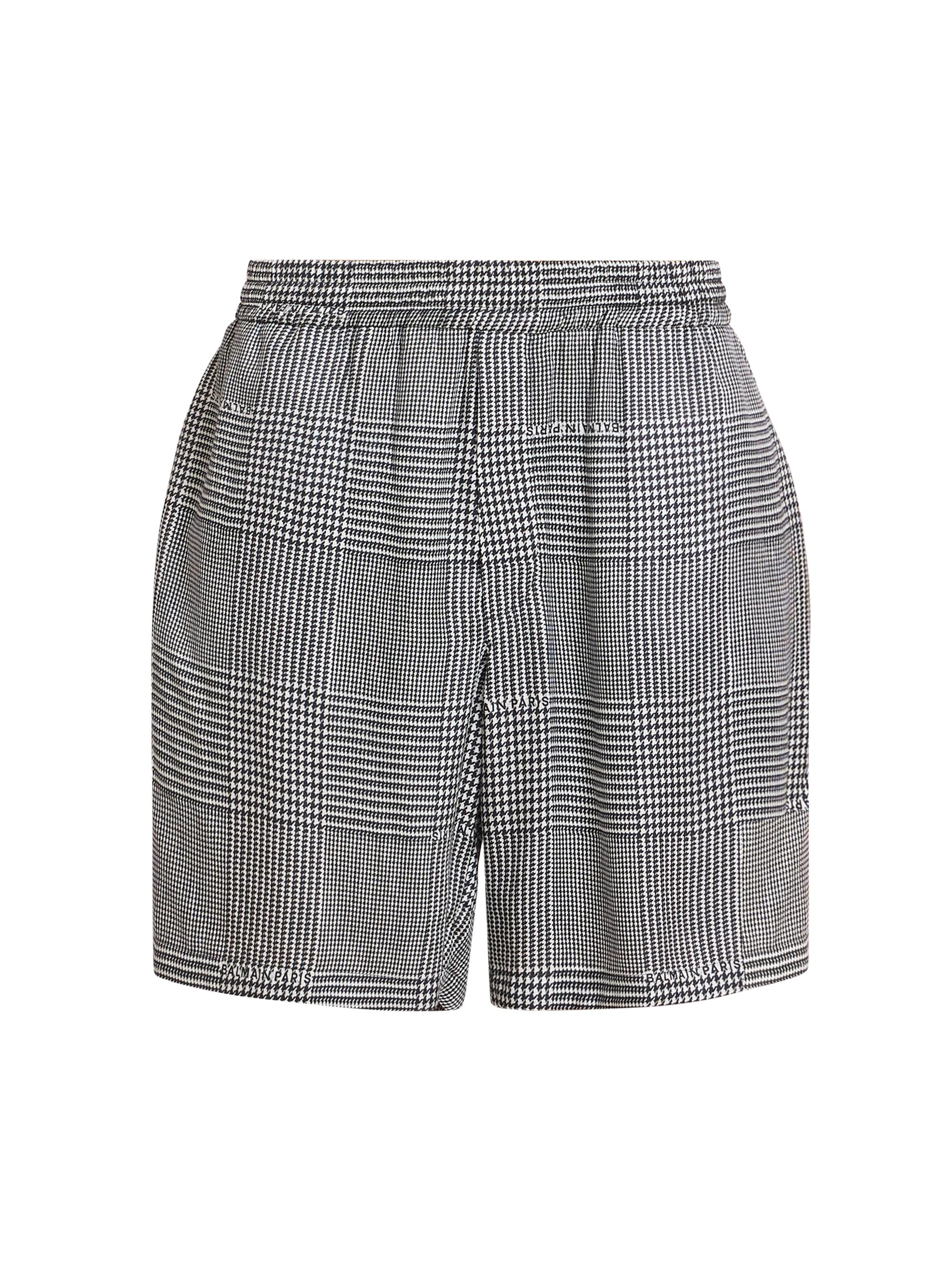 Balmain Men's Printed Prince of Wales Pajama Shorts - Eab Noir Blanc