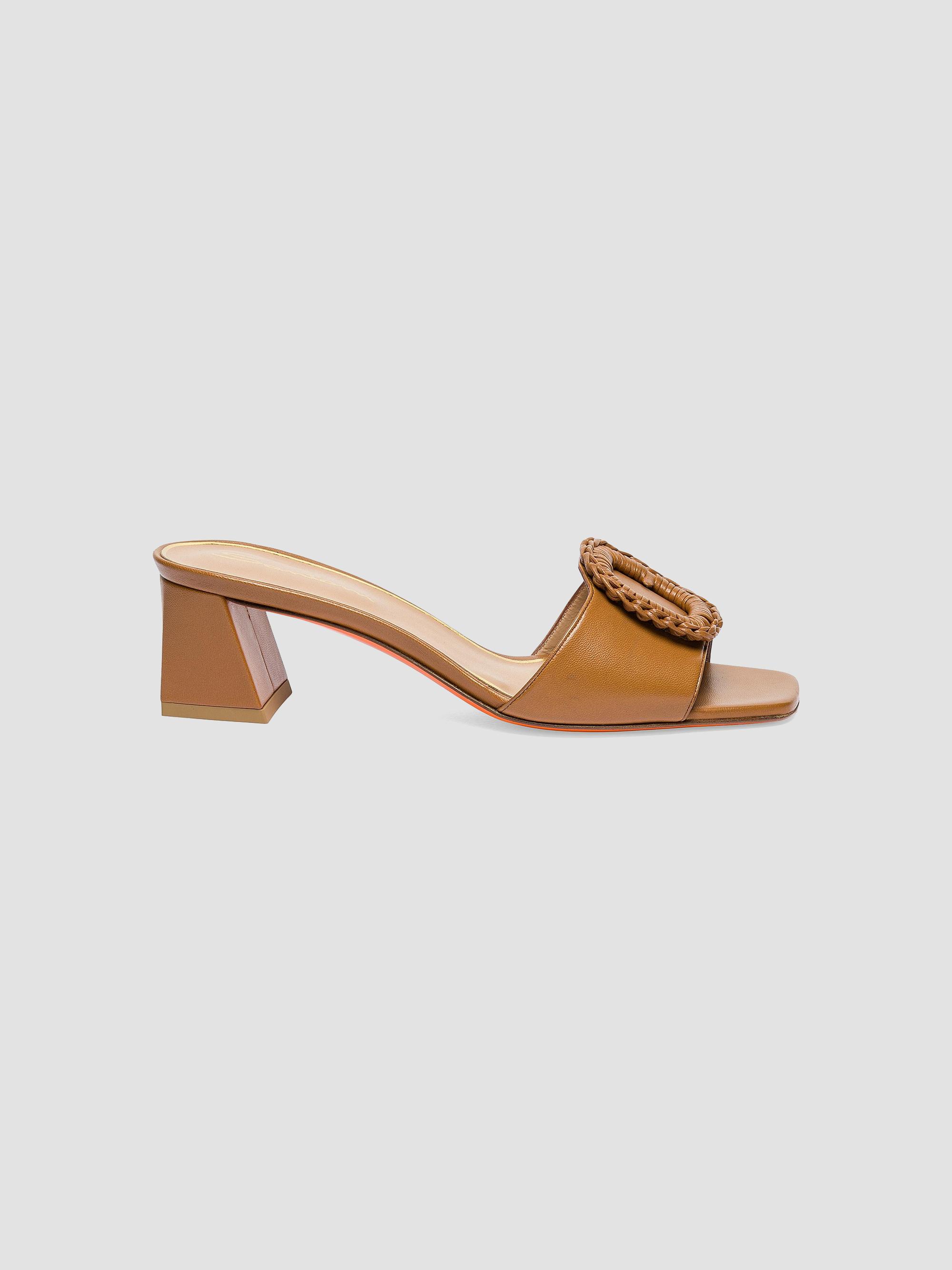 Santoni Women's Corolle Leather Buckle Mules - Brown | Thumbnail 9