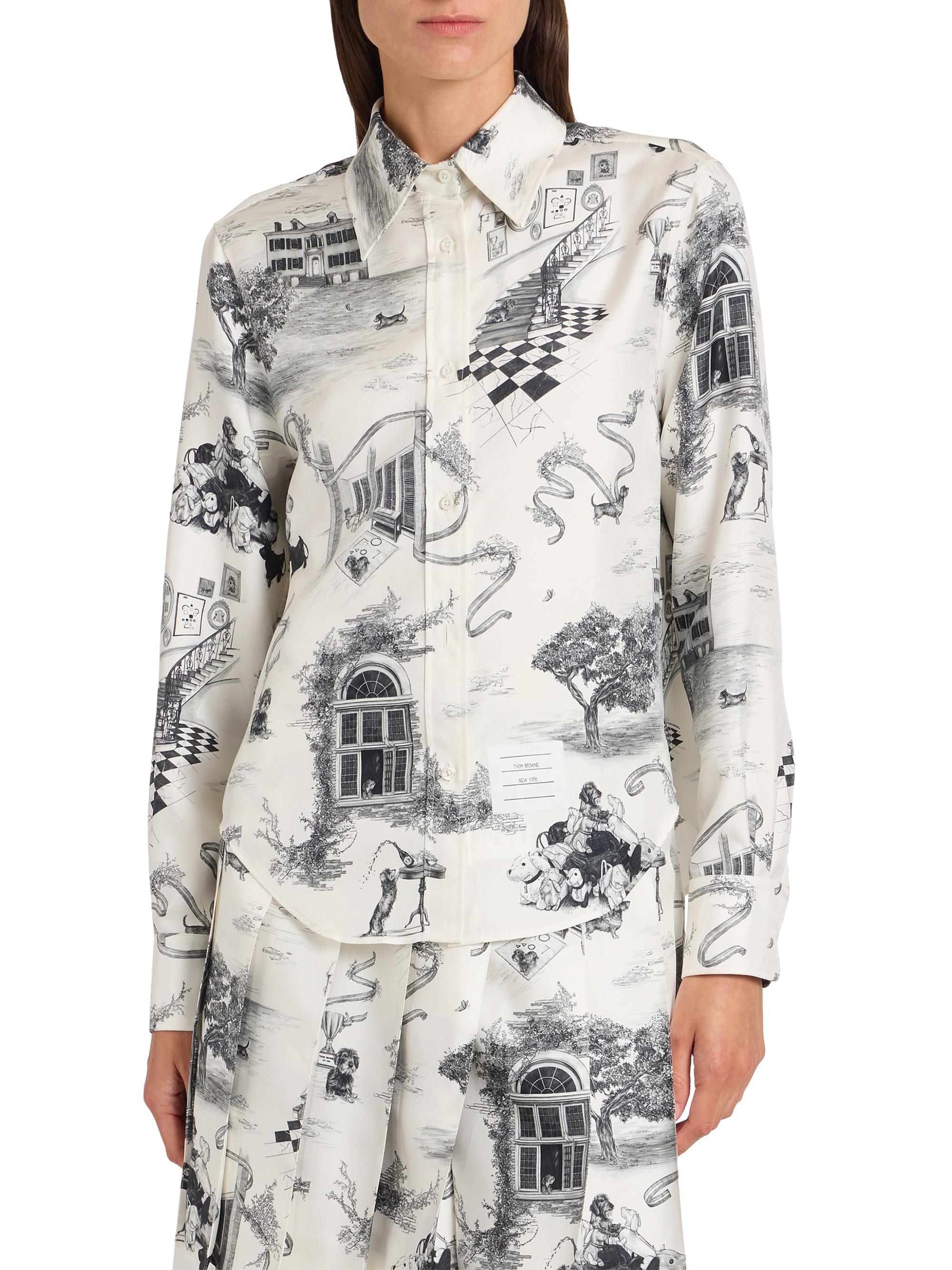 Thom Browne Hector Toile Silk Twill Easy-Fit Shirt | Saks Fifth Avenue