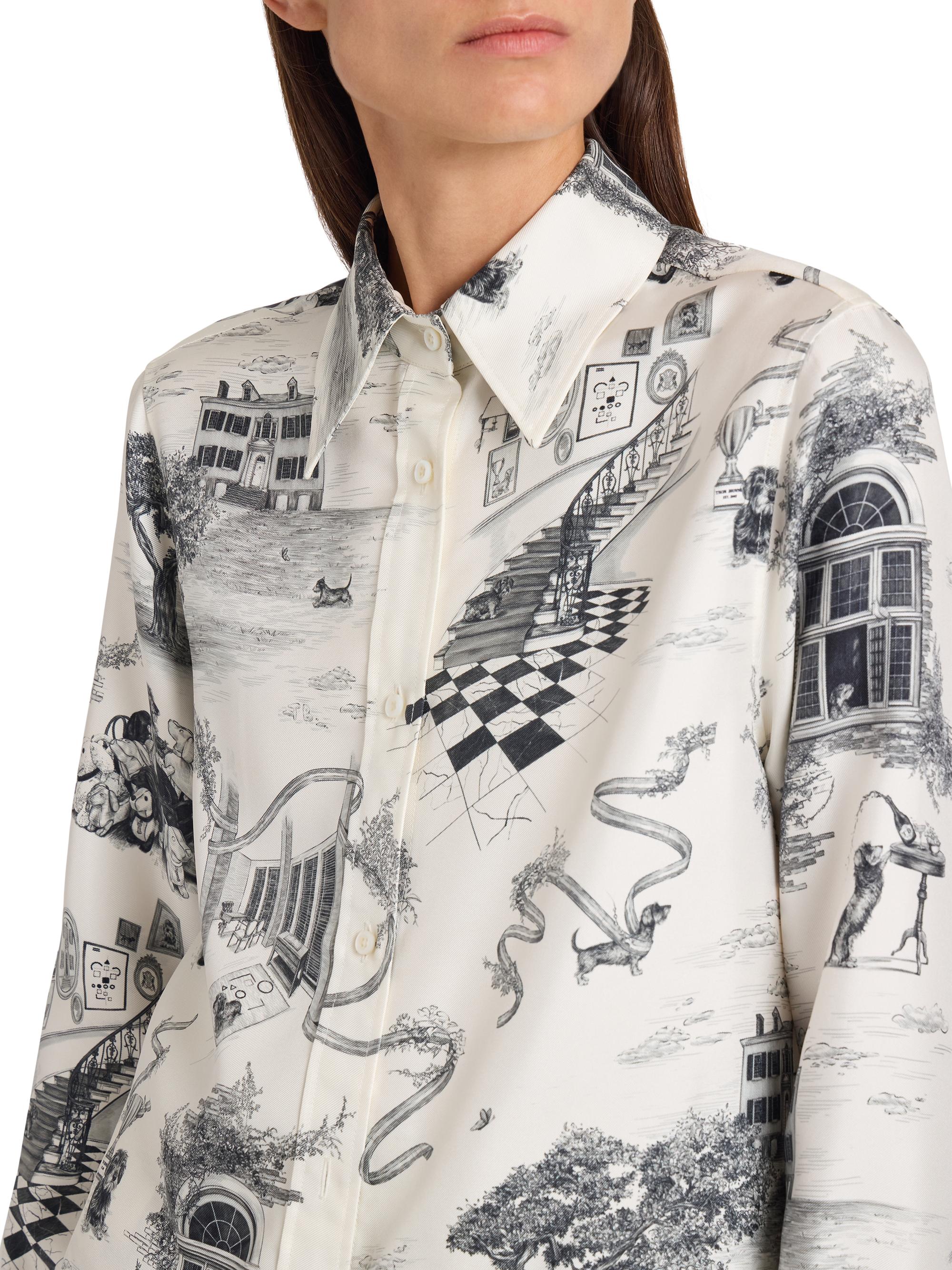 Thom Browne Hector Toile Silk Twill Easy-Fit Shirt | Saks Fifth Avenue