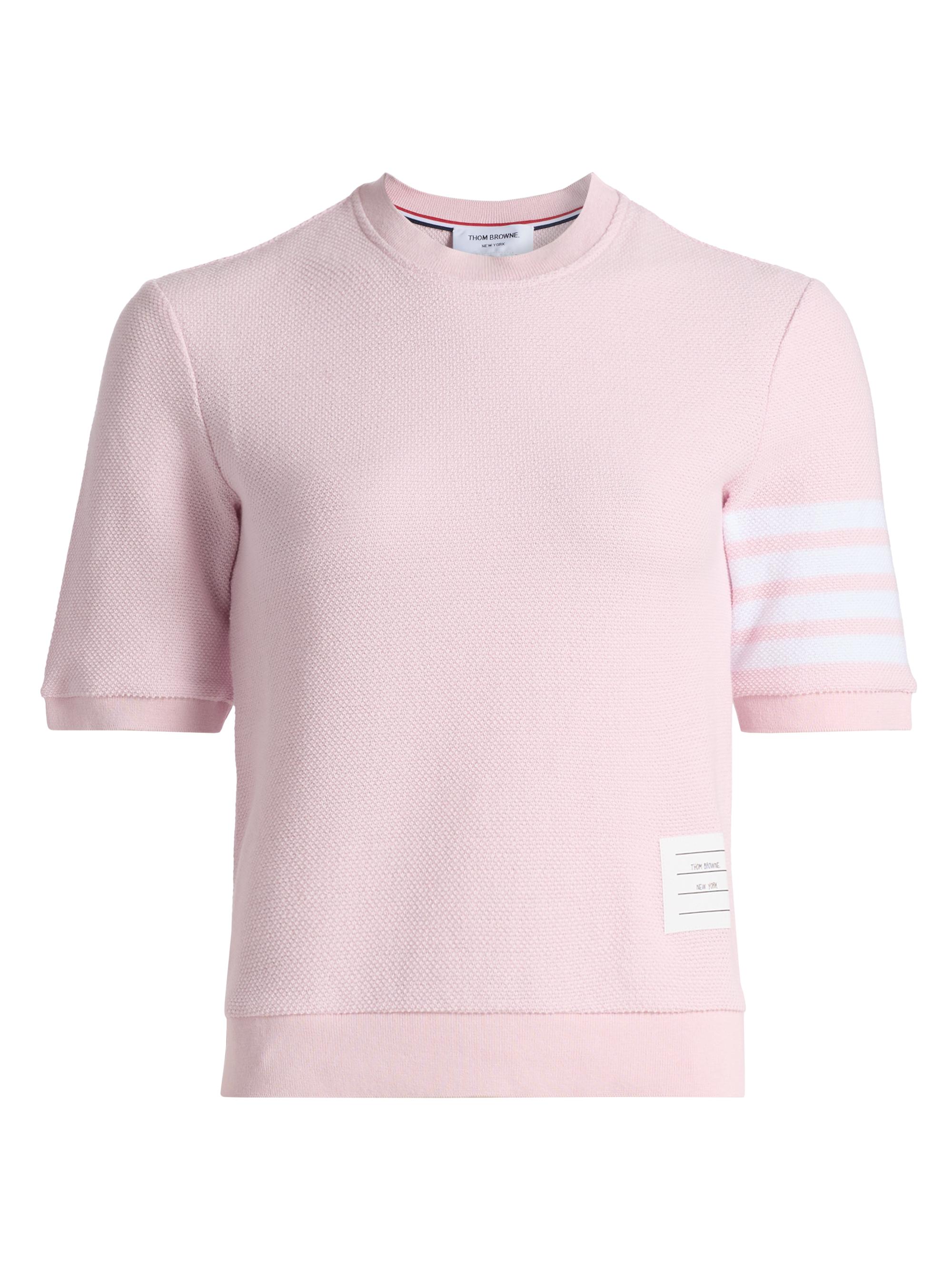 Thom Browne Women's Textured Piqué Cotton T-Shirt - Lt Pink