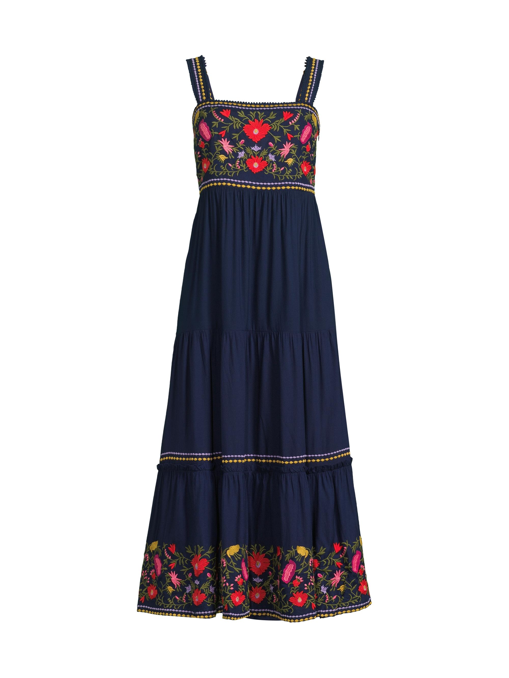 Change of Scenery Women's Lizzie Floral-Embroidered A-Line Midi-Dress - Gardenia Embroidery