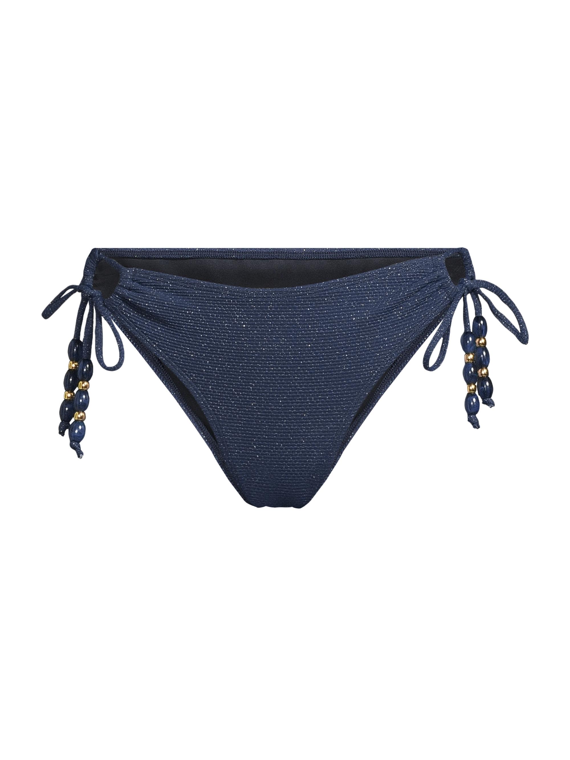 Change of Scenery Women's Taryn Side-Tie Bikini Bottom - Marine Blue Metallic