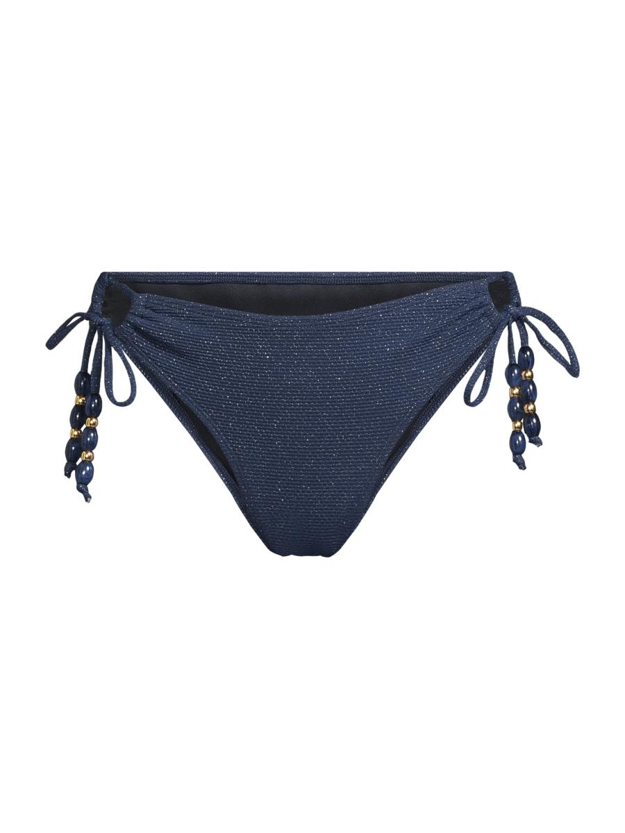 Change Of Scenery Women's Taryn Side-tie Bikini Bottom In Marine Blue Metallic