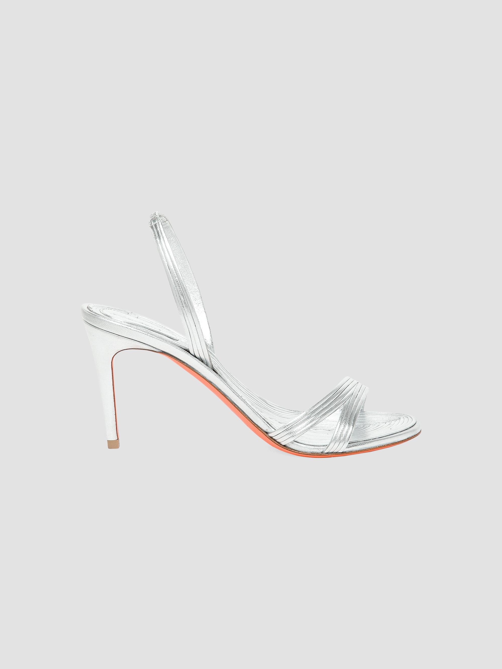 Stuart Weitzman Stuart 100 Scallop Iridescent Faux Leather  Stuart Weitzman Silver Scalloped Iridescent Patent Heels main image 0