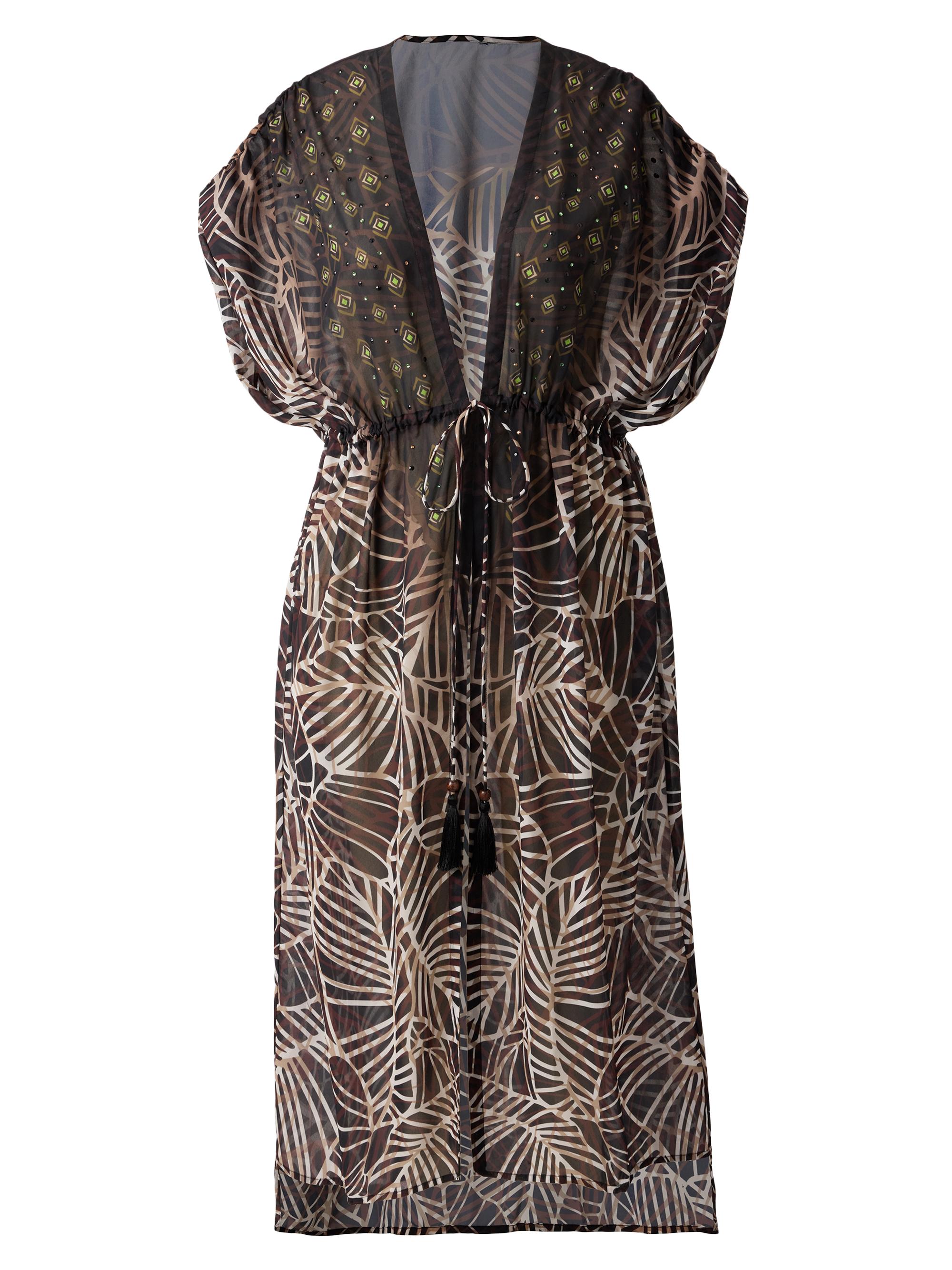 Miraclesuit Swim Women's Lets Be Fronds Leaf-Print Kimono-Style Cover-Up - Black Multi