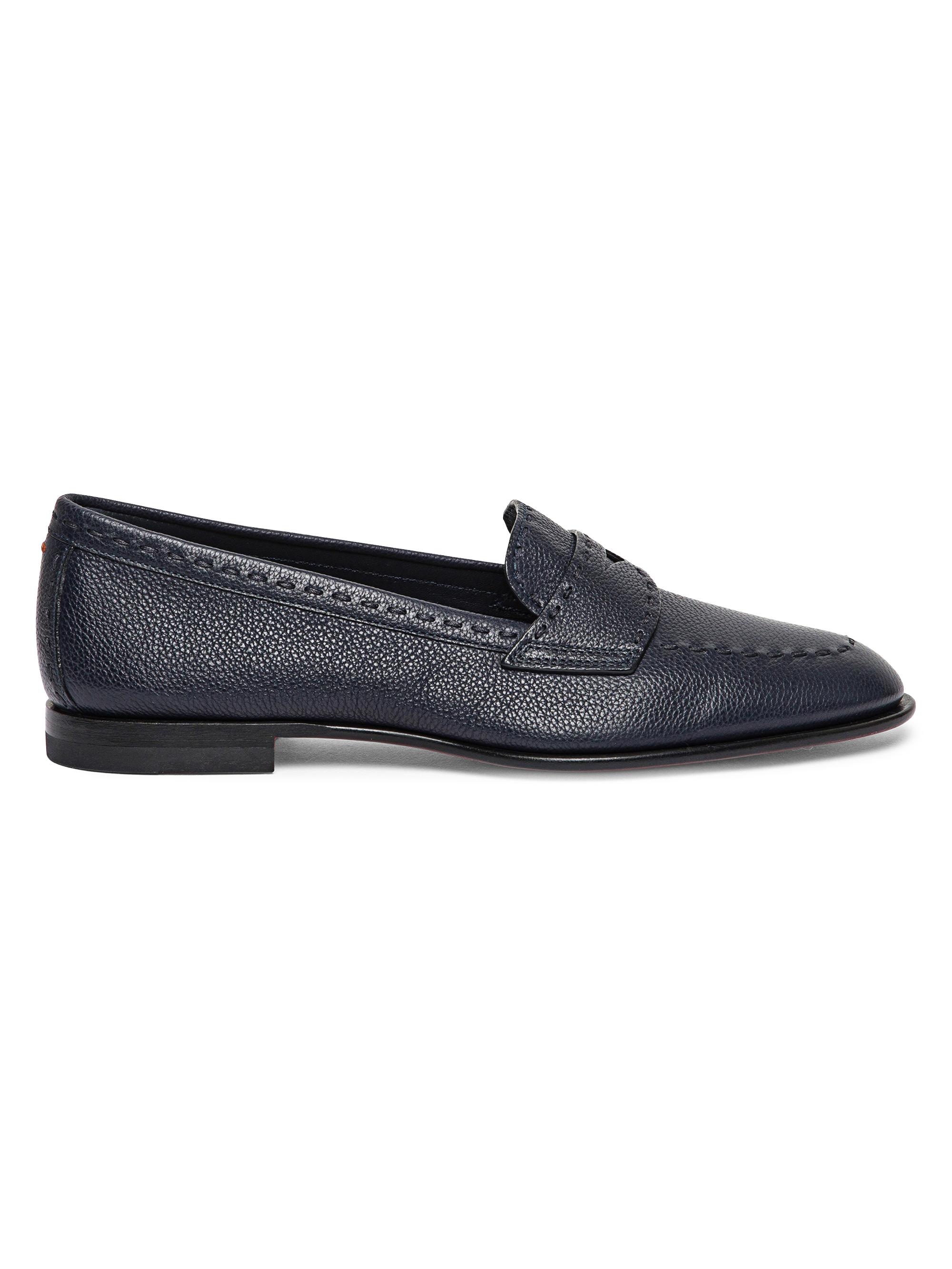 Santoni Women's Marlene-Row Leather Penny Loafers - Navy