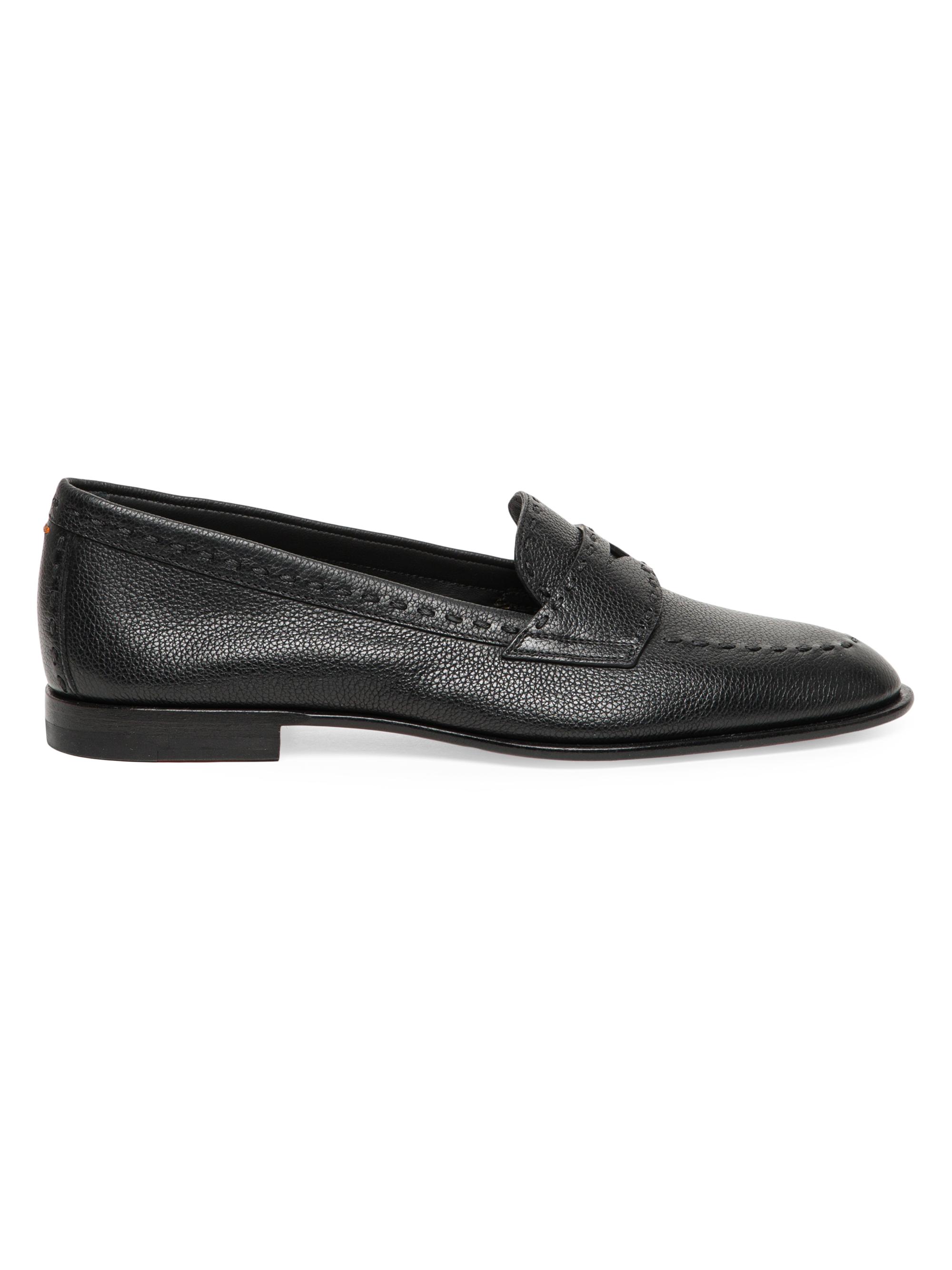 Santoni Women's Marlene Leather Penny Loafers - Black