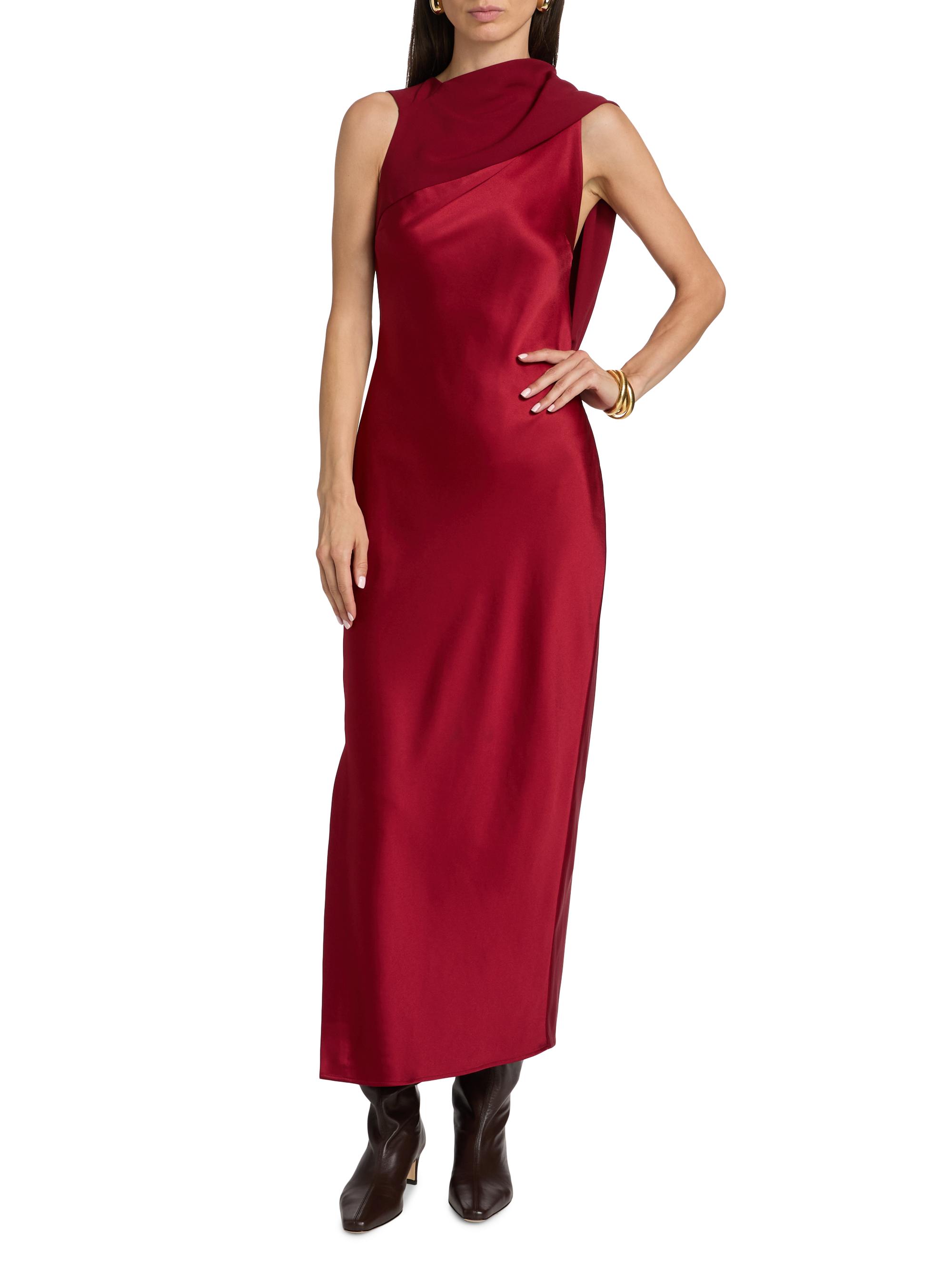 strapless open back dress Wine Cowl Front Open Back Formal Dress – STYLED BY ALX COUTURE main image 0