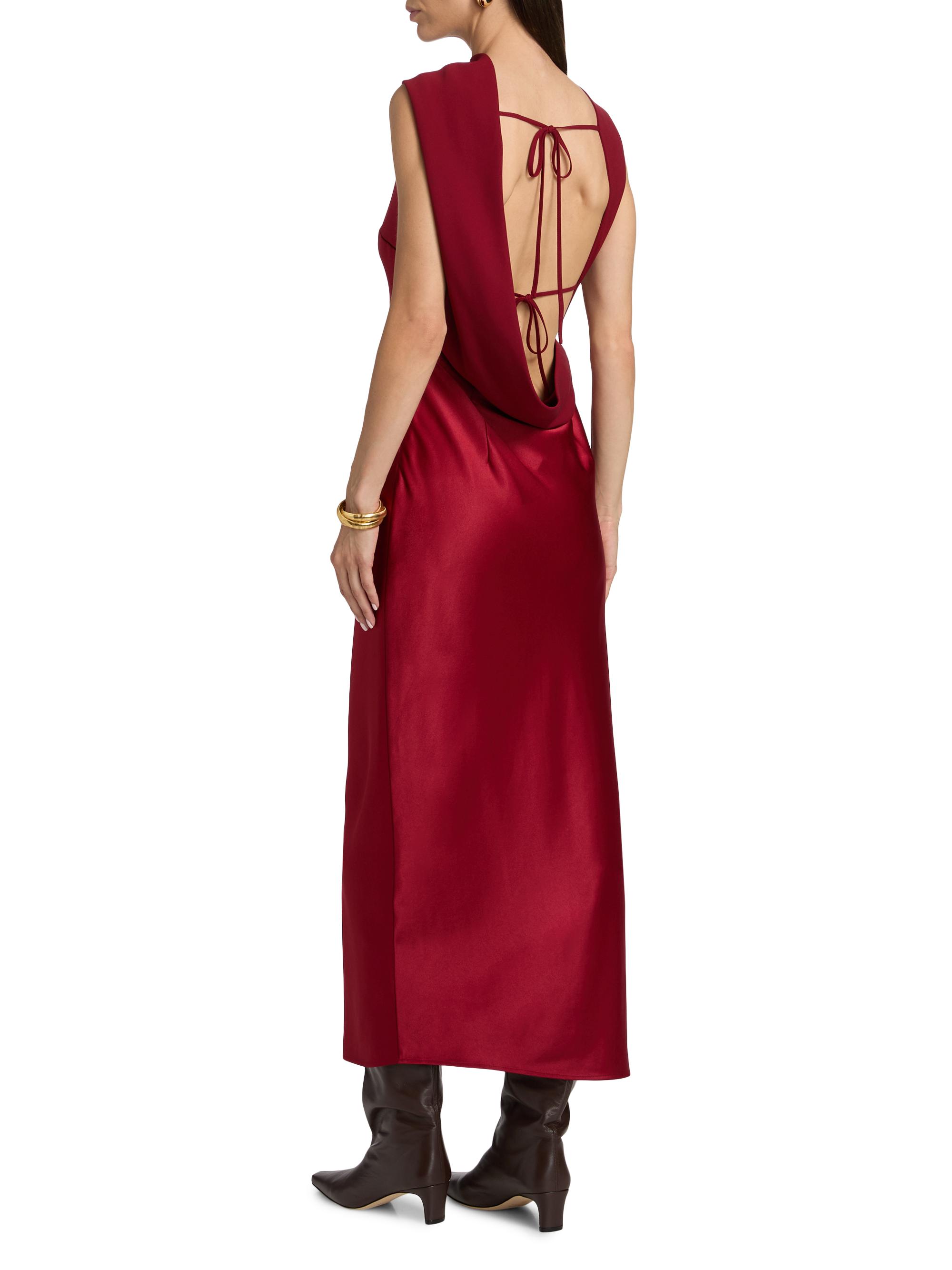 Reiss Alula Petite Satin Draped Open-Back Dress - Red
