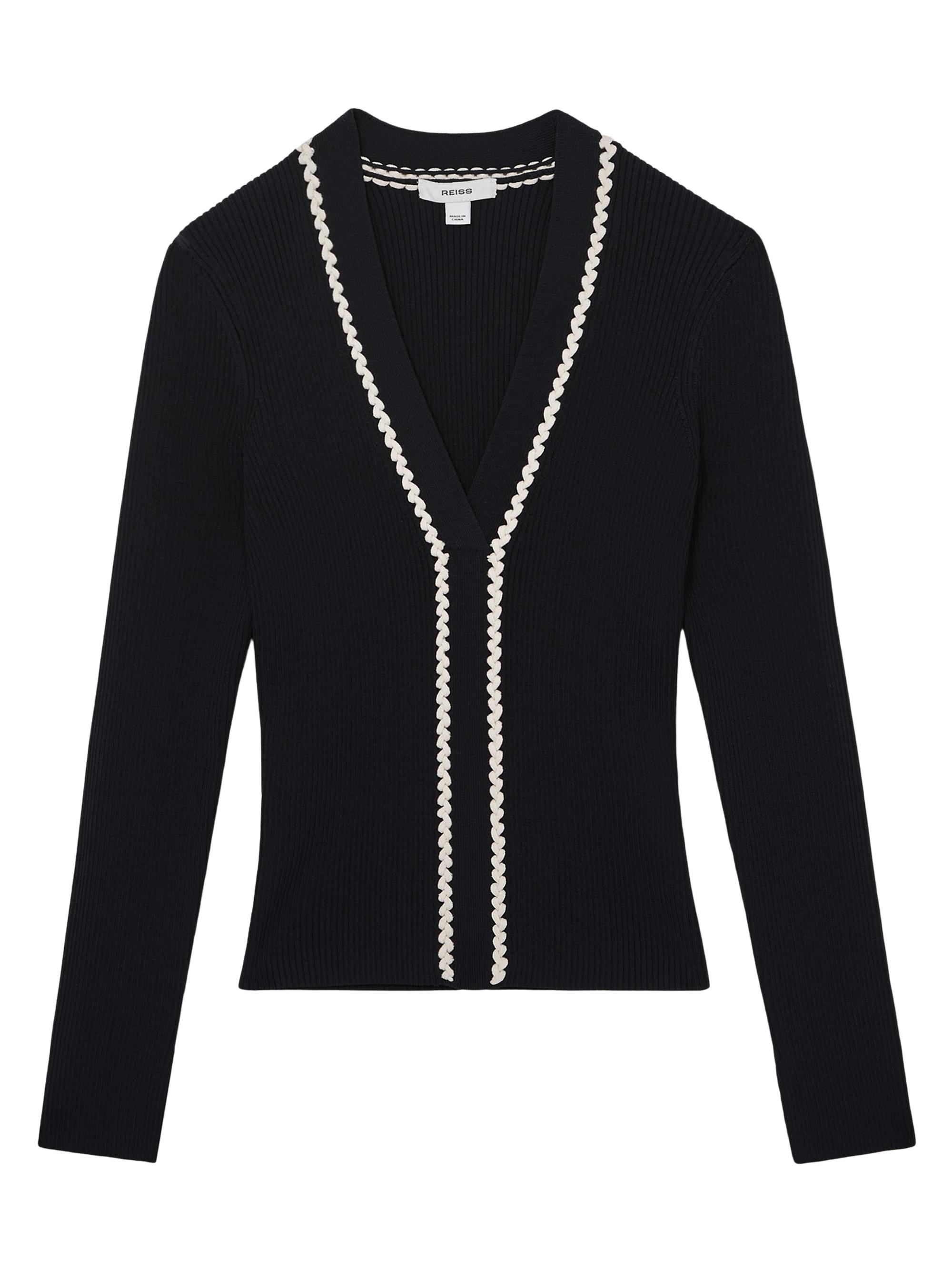 Reiss Women's Lauri Craft-Stitch Top - Navy