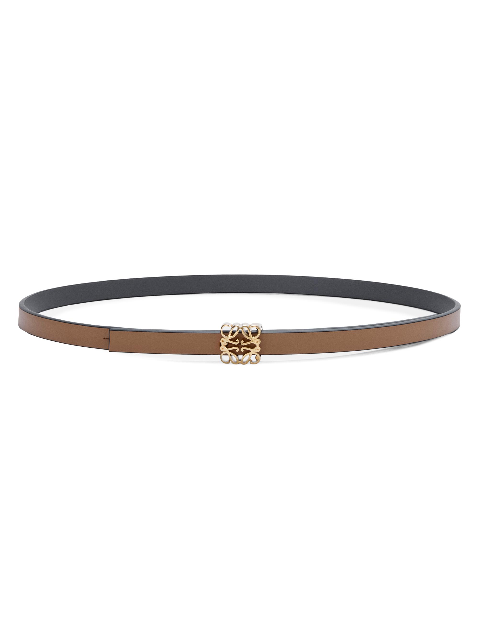 LOEWE Women's Anagram Reversible Leather Belt - Mocha Slate