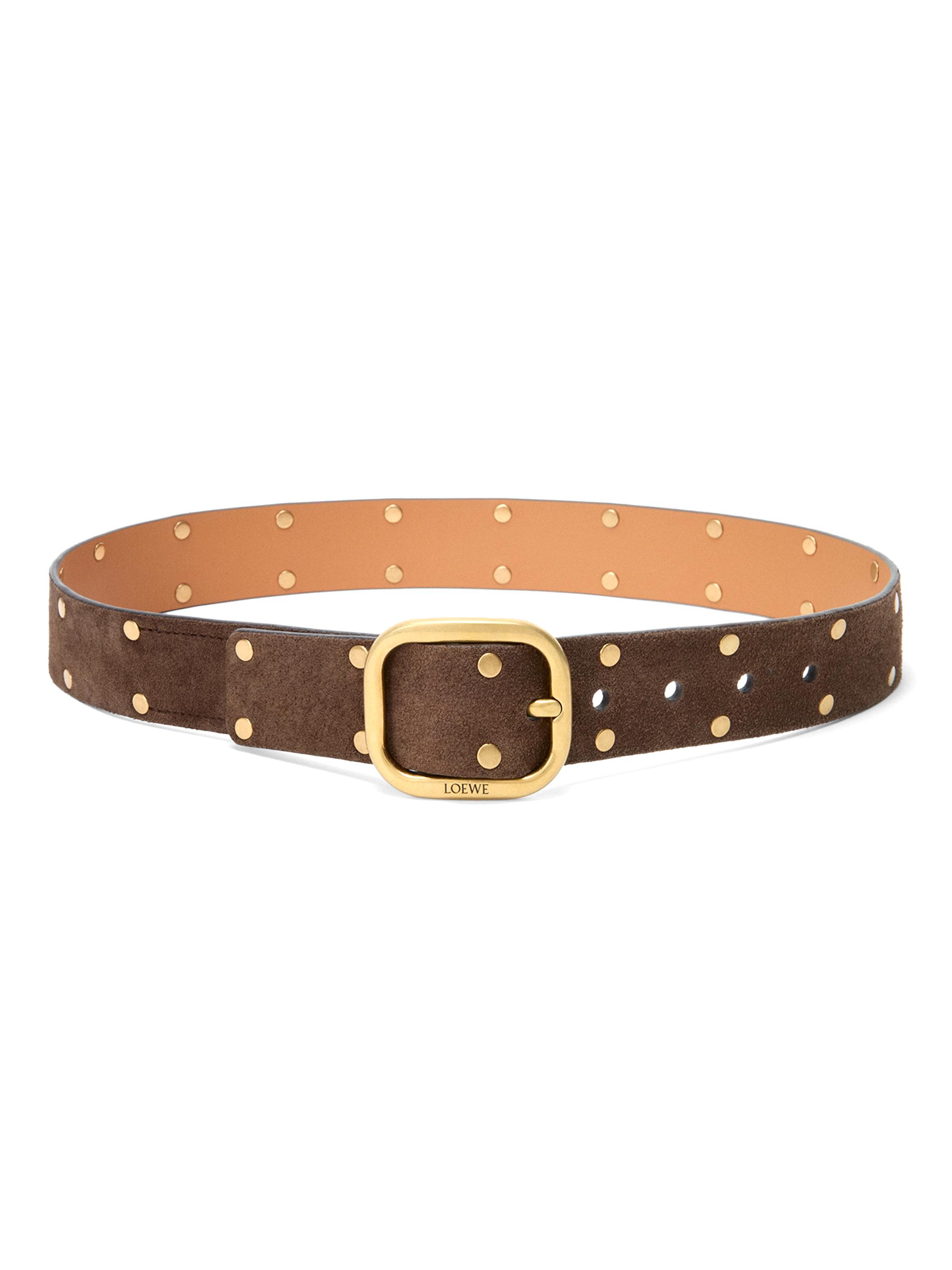 LOEWE Women's Studded Leather Belt - Wood Vintage Gold