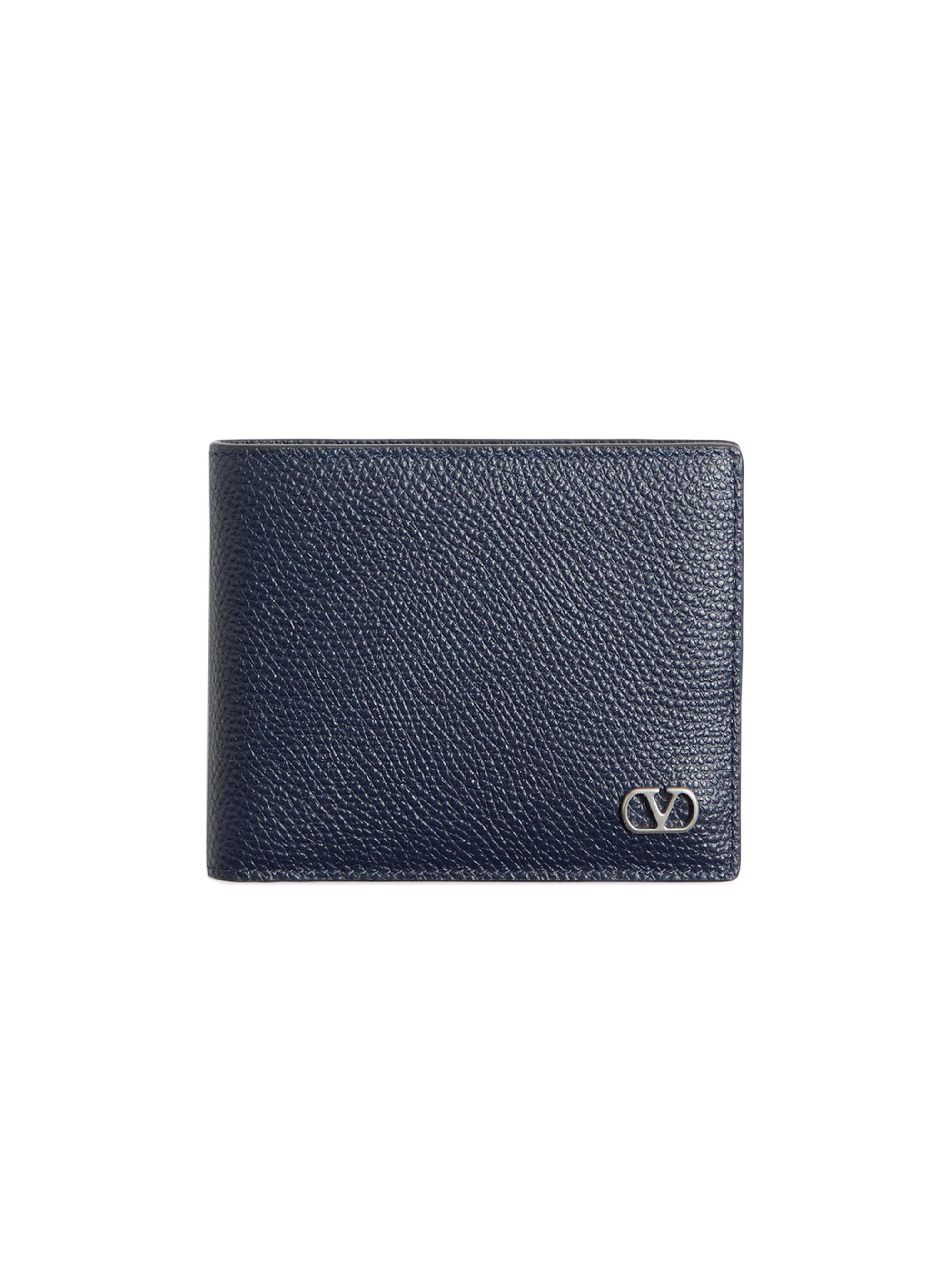 Valentino Garavani Men's VLogo Signature Grainy Calfskin Wallet - Marine
