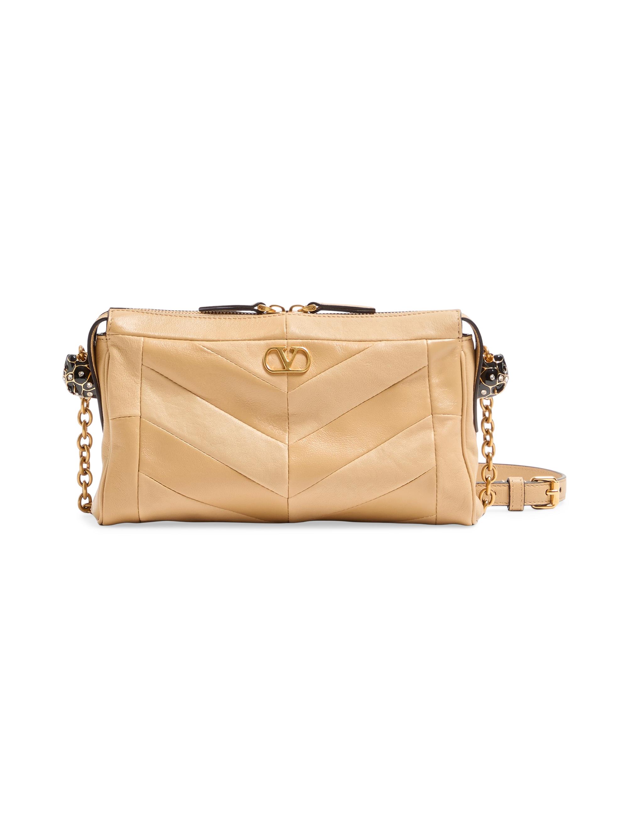 Valentino Garavani Women's Panthea  Shoulder Bag in Nappa Leather - Gold Beige