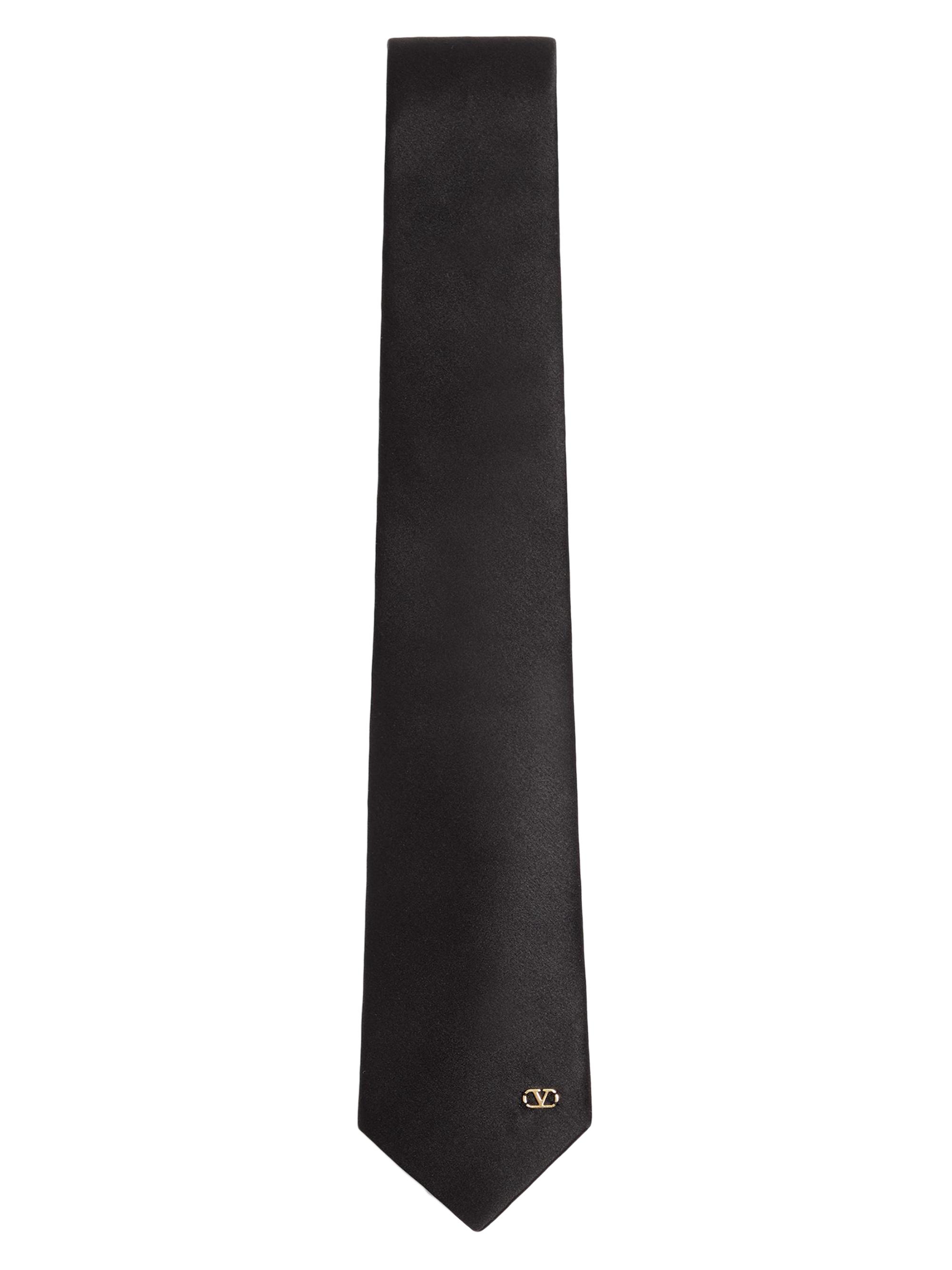 Valentino Garavani Men's Valentie Silk Tie with VLogo Signature Detail - Black