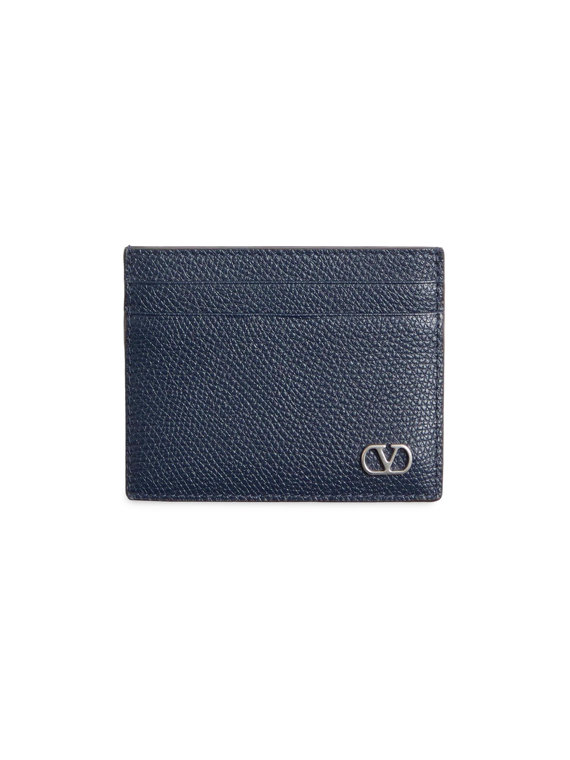 Valentino Garavani Men's VLogo Signature Cardholder in Grainy Calfskin - Marine