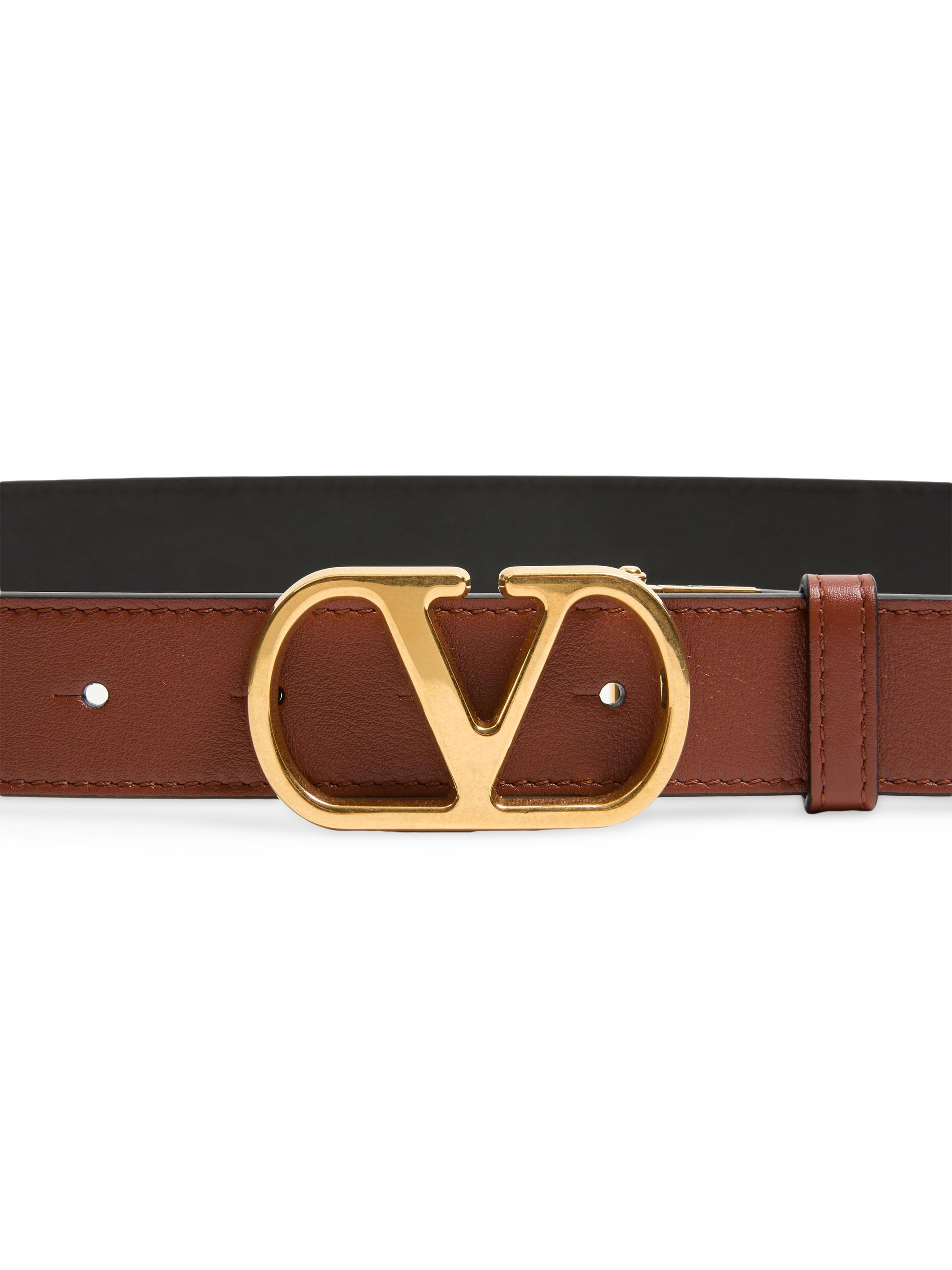 Valentino Garavani Vlogo Signature Reversible Shiny Calfskin Belt