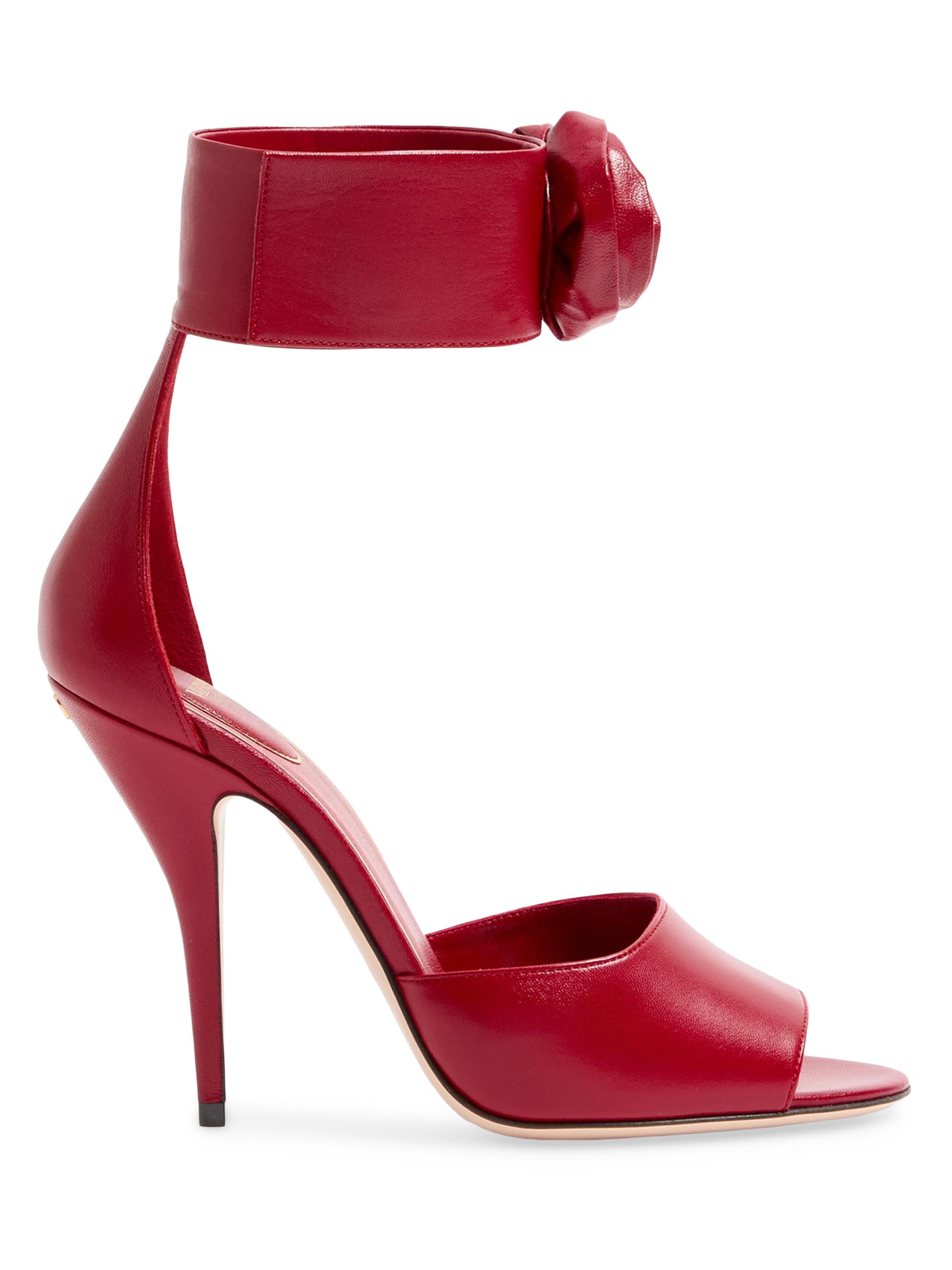 Valentino Garavani Women's Drip 105MM Rose Kidskin Sandals with Crystals - Red