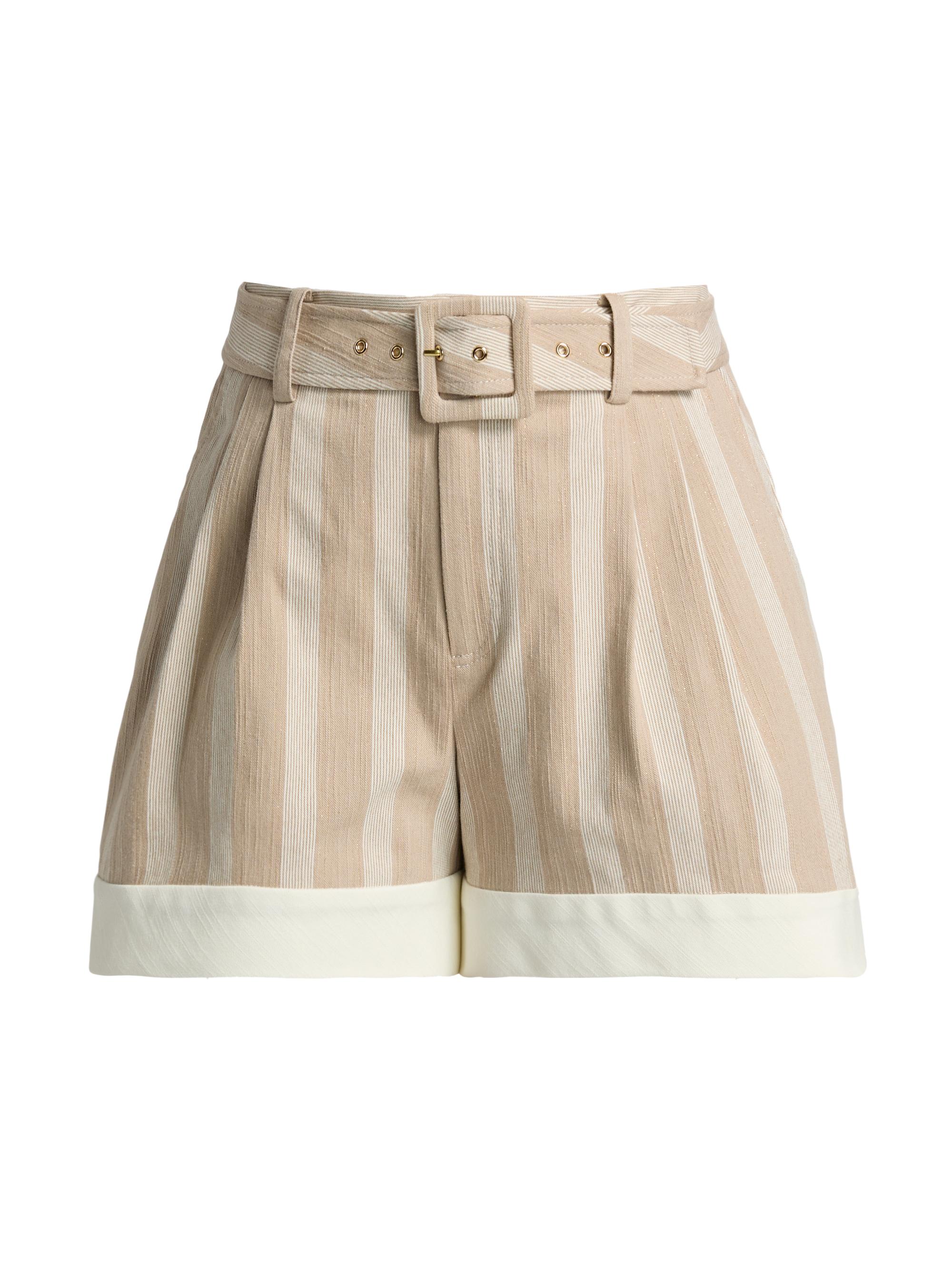 Ramy Brook Women's Lillia Belted Striped Shorts - Sandstone Cotton Stripe