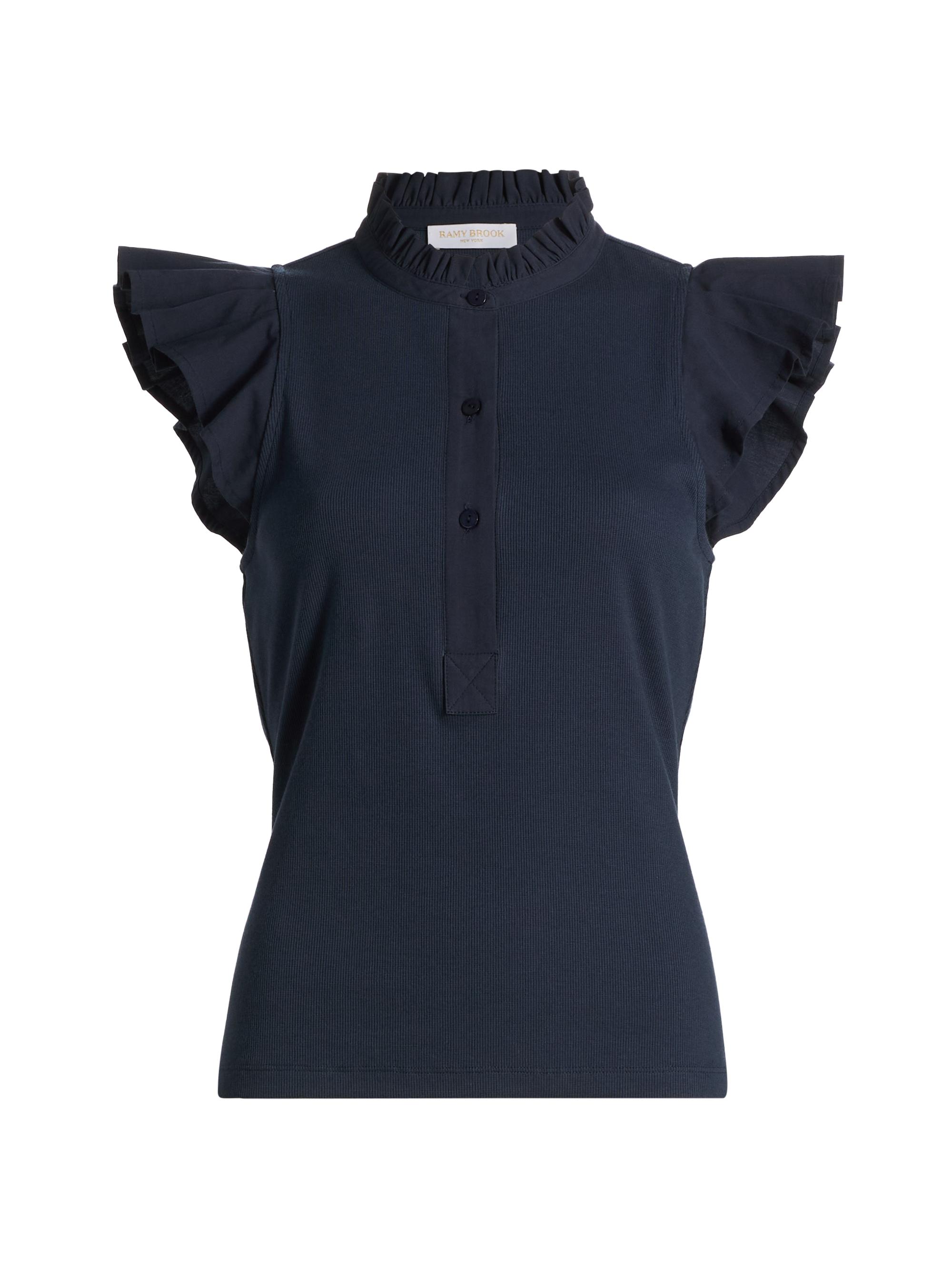 Ramy Brook Women's Monroe Flutter-Sleeve Top - Navy