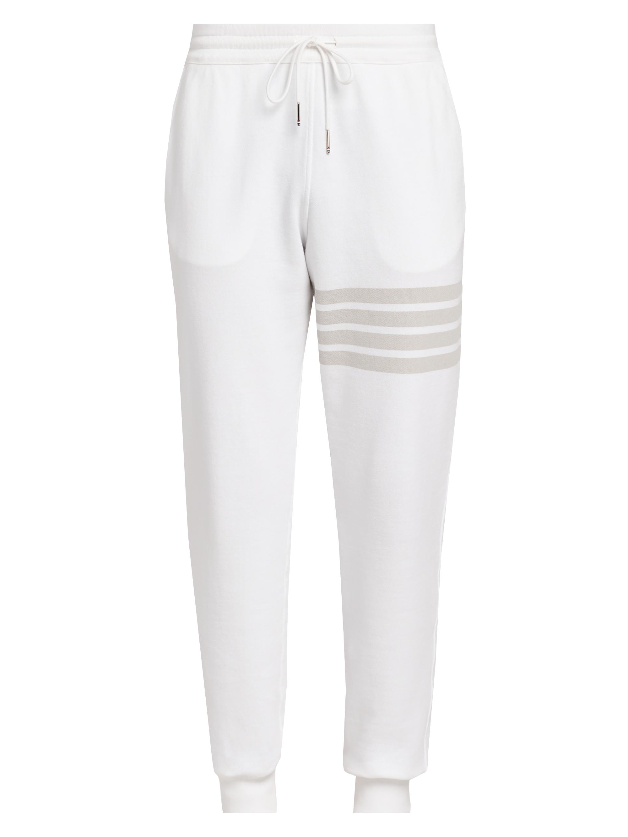 Thom Browne Men's 4 Bar Loopback Overdyed Sweatpants - White