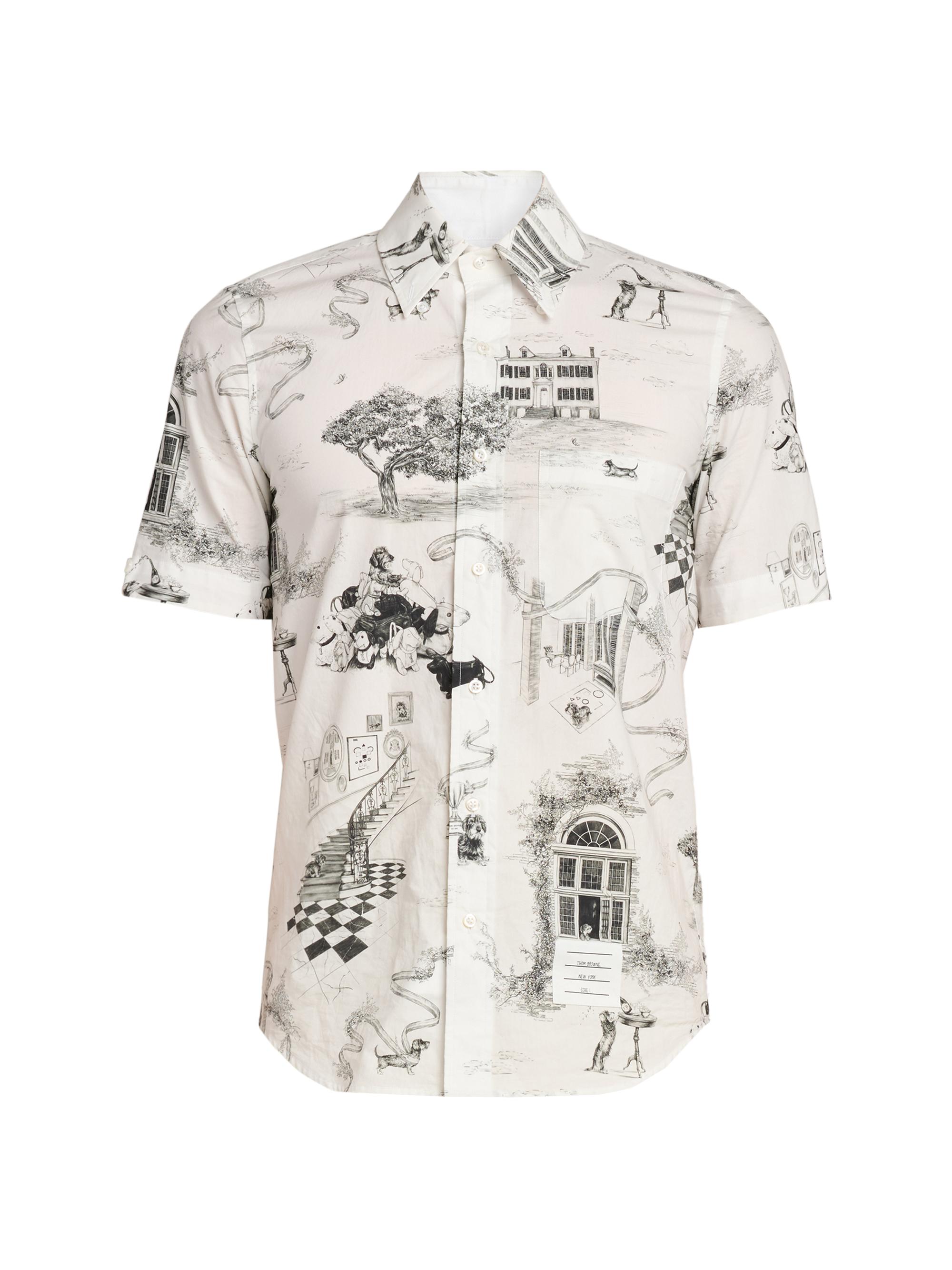 Thom Browne Men's Hector Toile Poplin Shirt - Black White