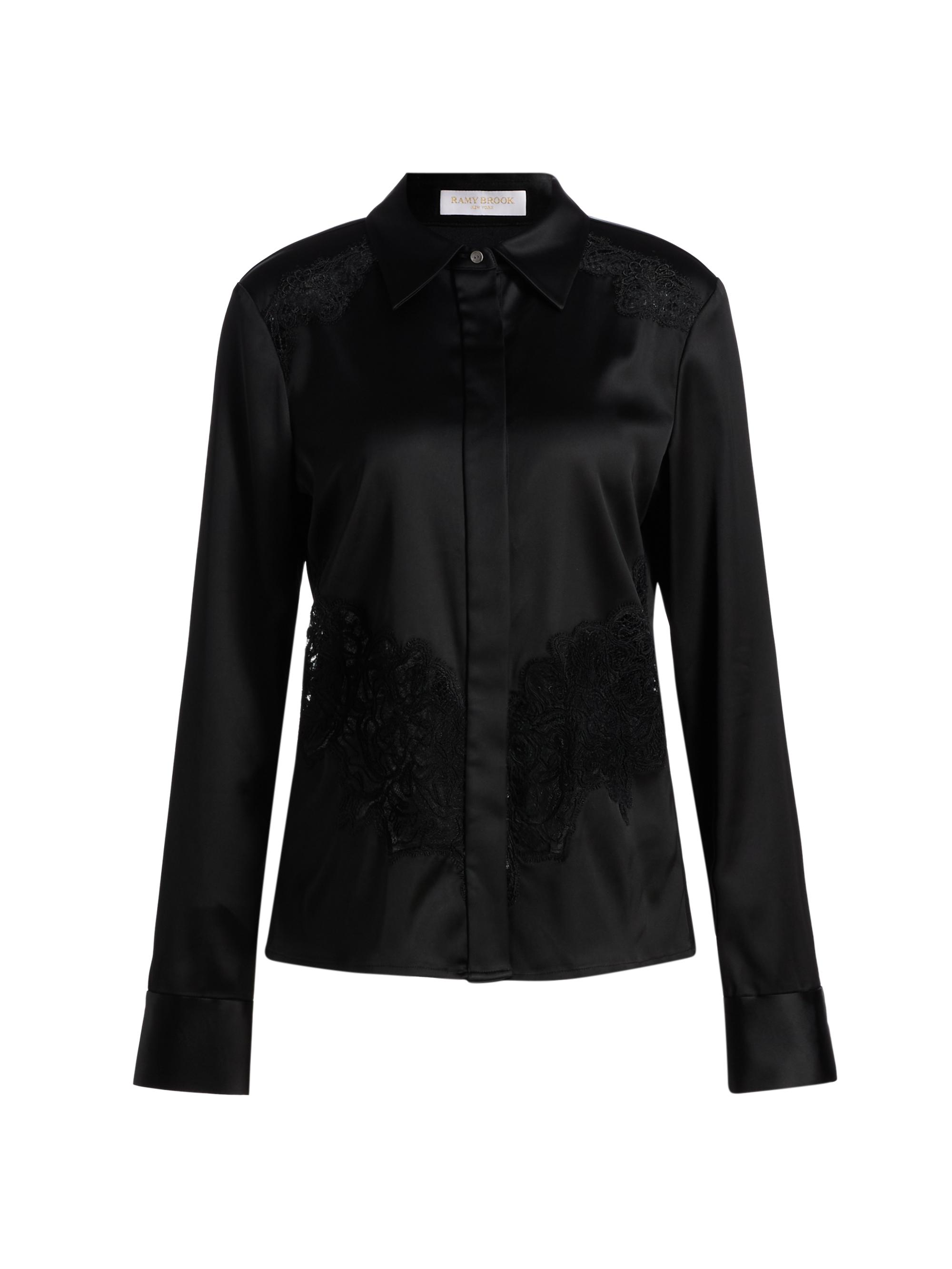 Ramy Brook Women's Serena Laced Satin Top - Black