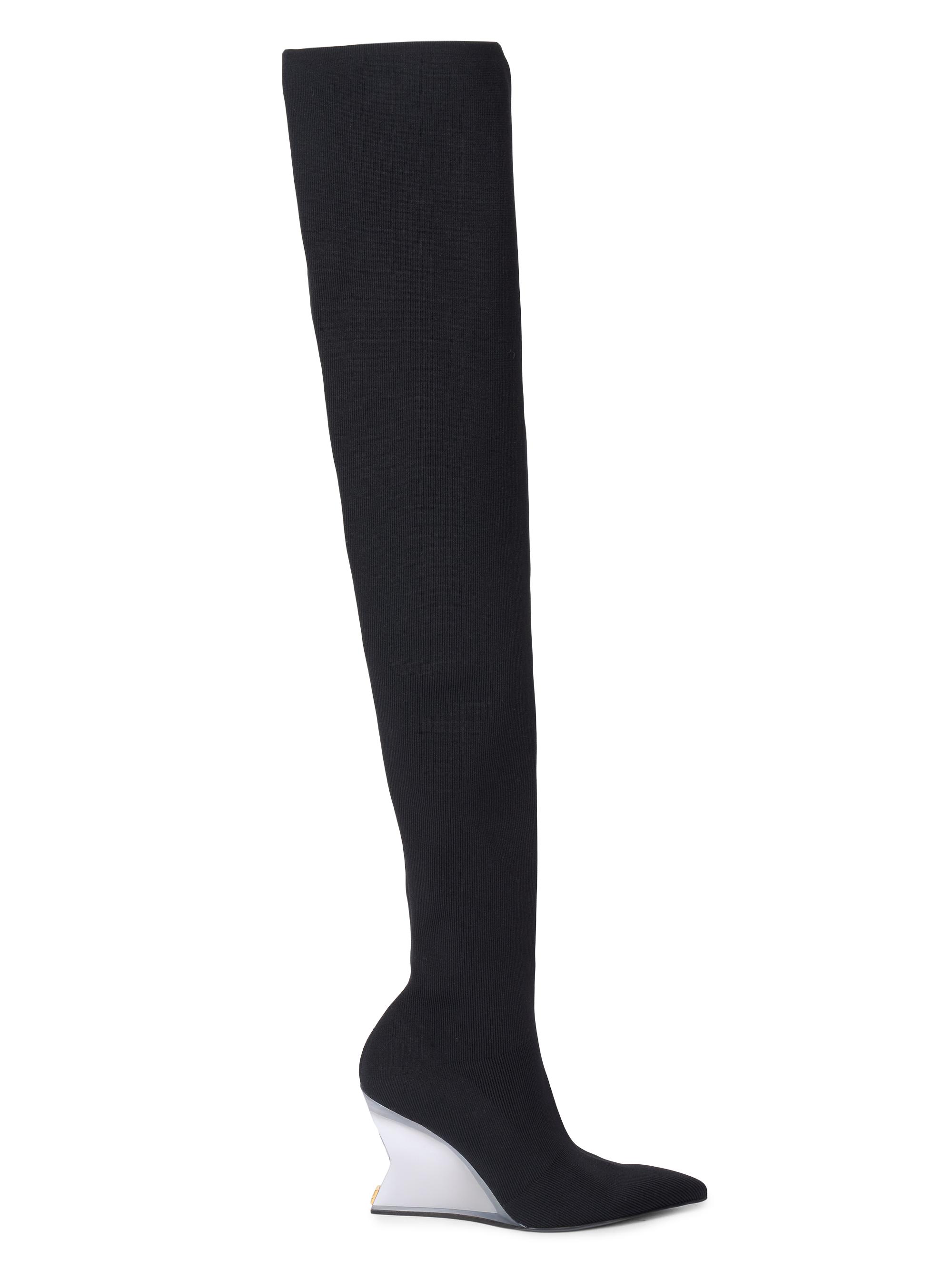 Balmain Women's 95MM Wedge-Heel Over-The-Knee Boots - Noir