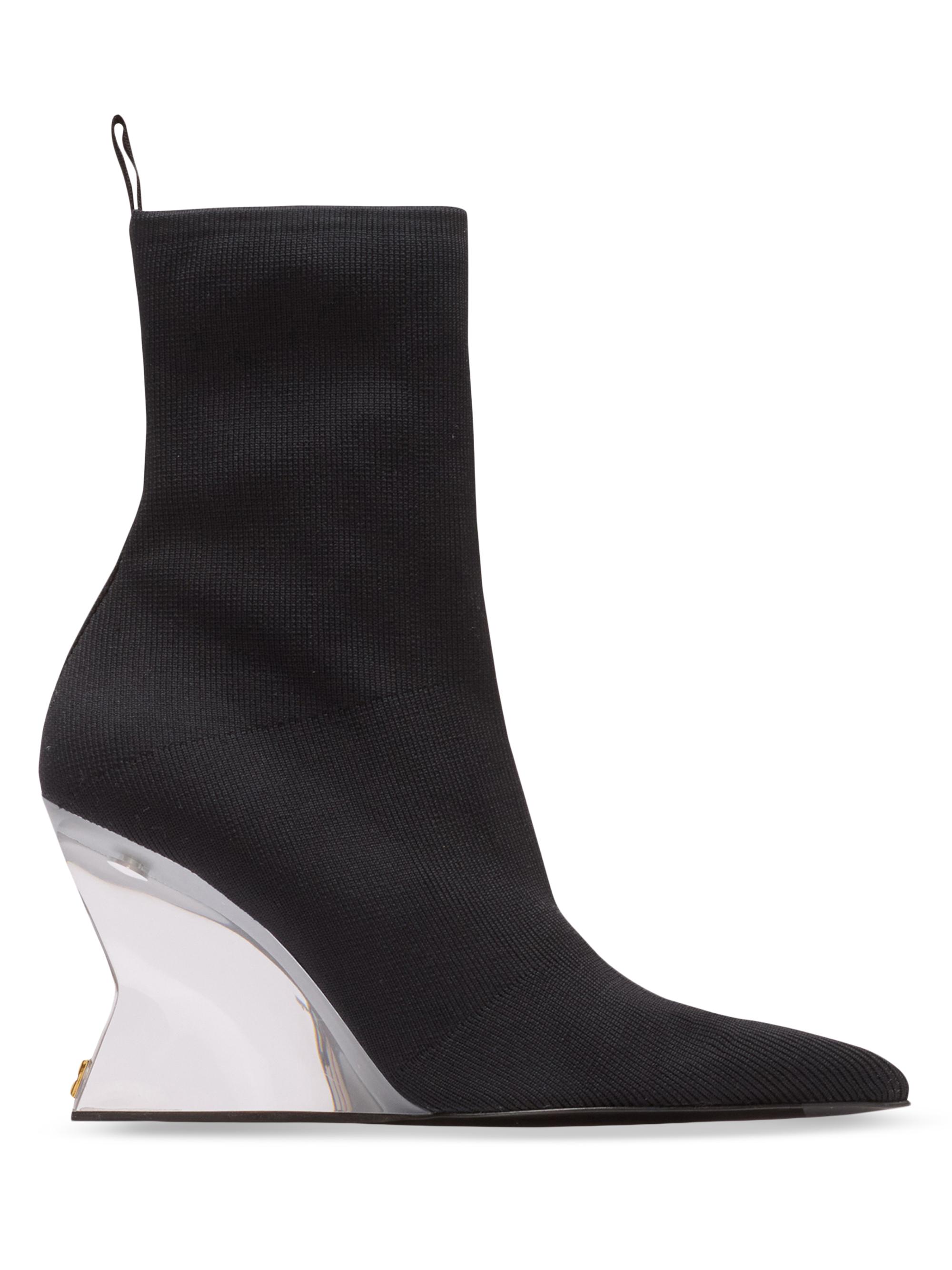Balmain Women's 95MM Knit Ankle Wedge-Boots - Noir