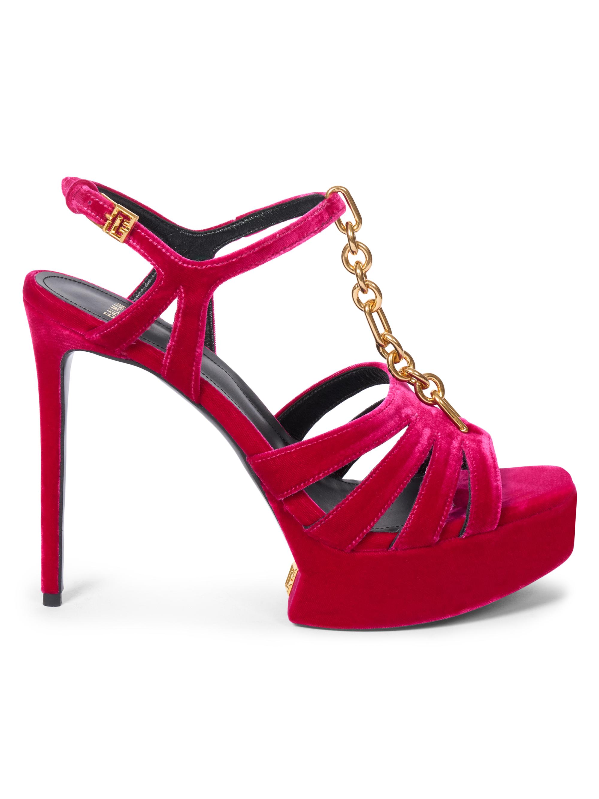 Balmain Women's 125MM Velvet Platform Sandals - Rose Fuchsia