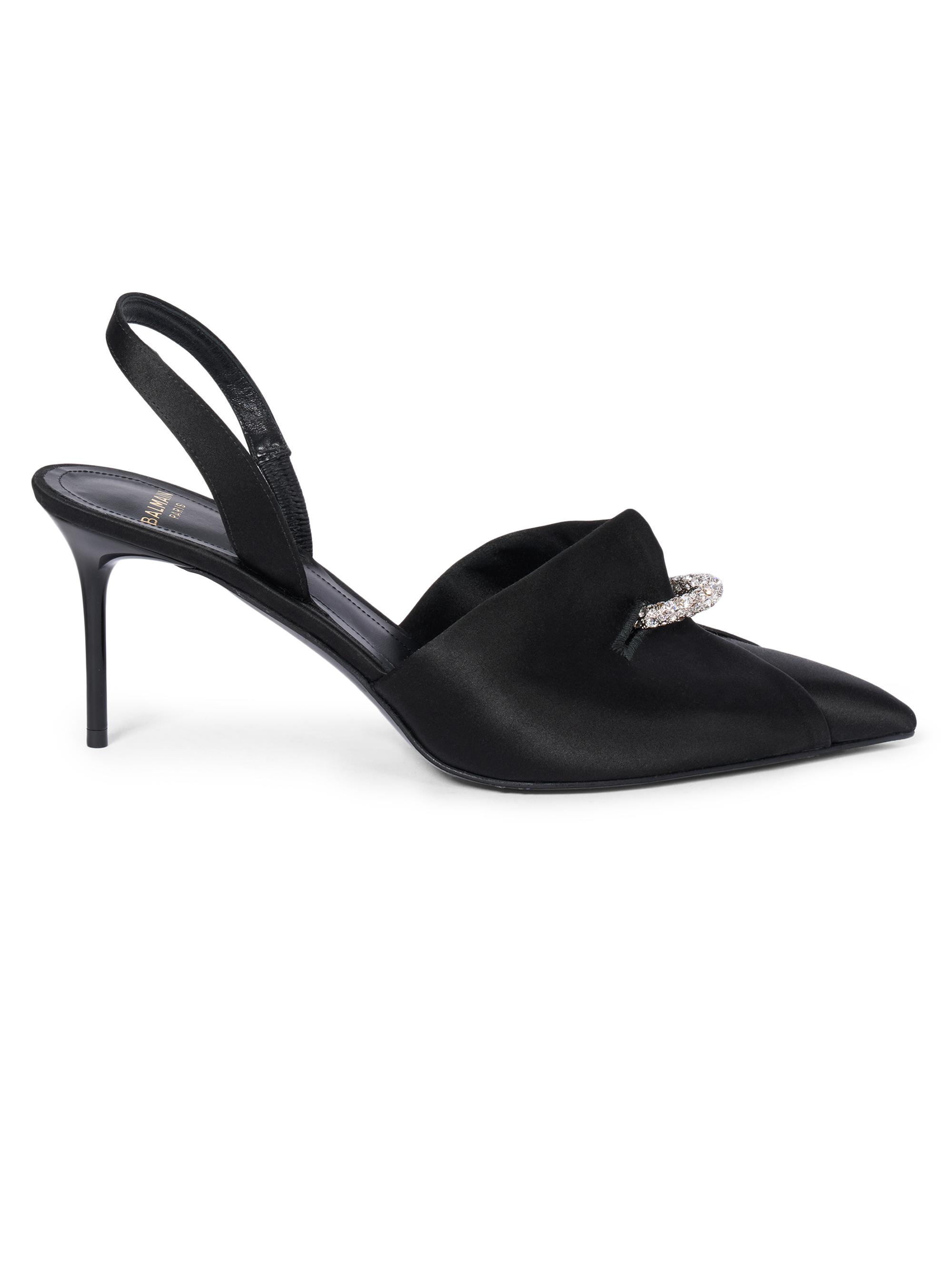 Balmain Women's Piercing 75MM Satin Slingback Pumps - Noir